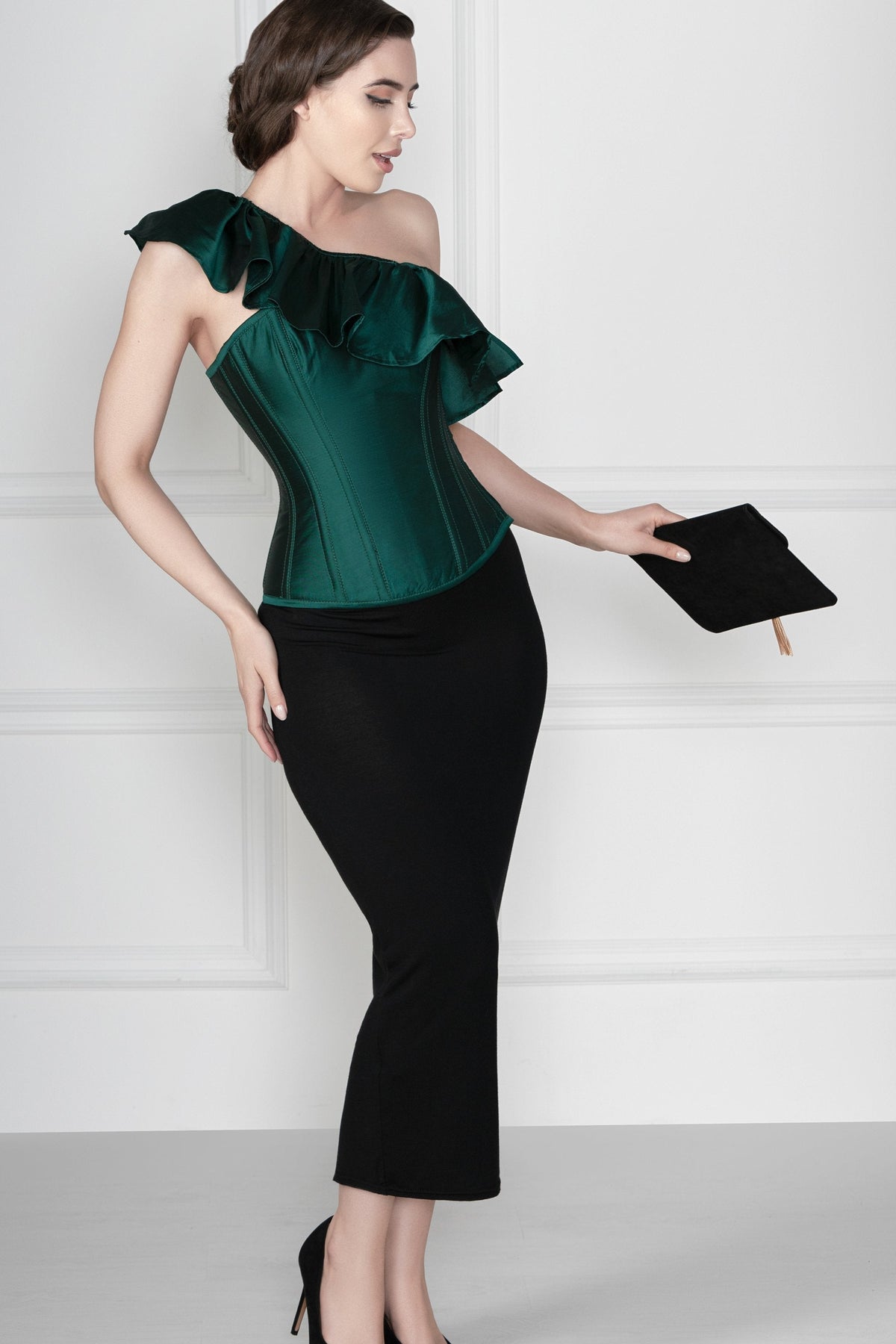 Off The Shoulder Emerald Green Corset Top