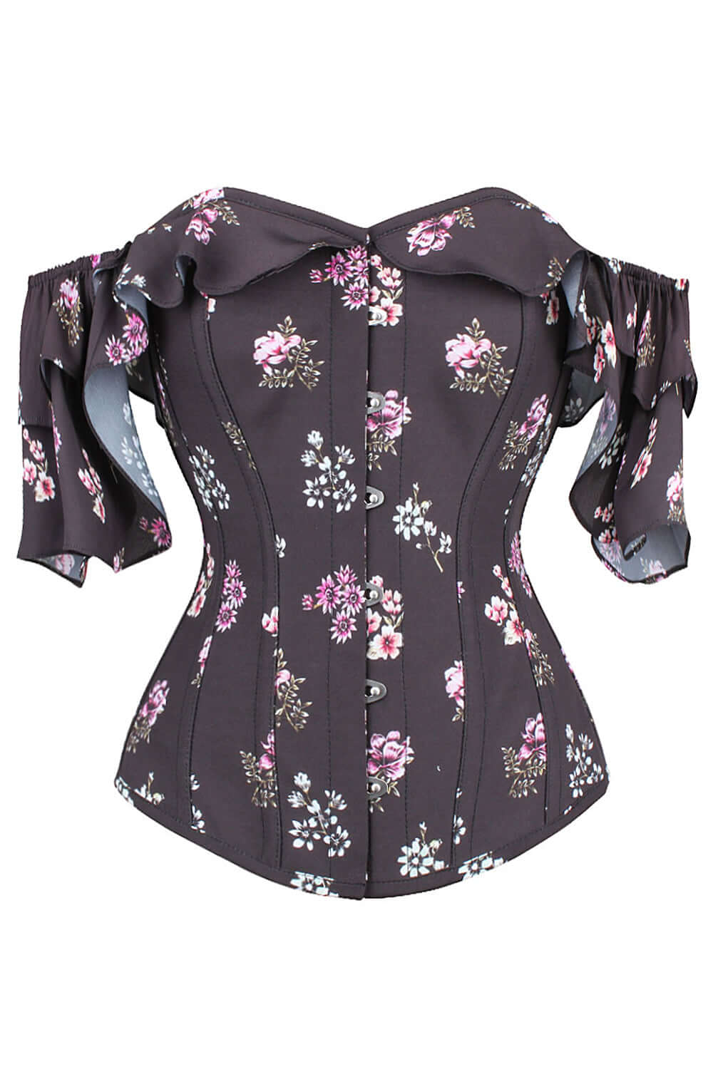 Black Summer Corset Top With Dramatic Sleeve