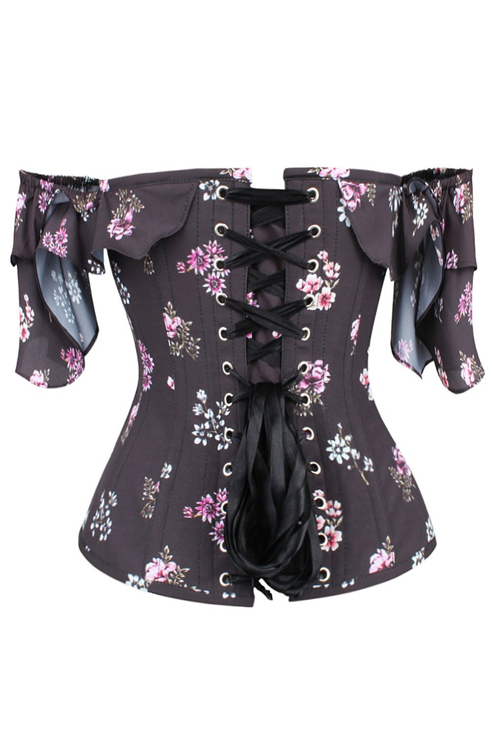 Black Summer Corset Top With Dramatic Sleeve