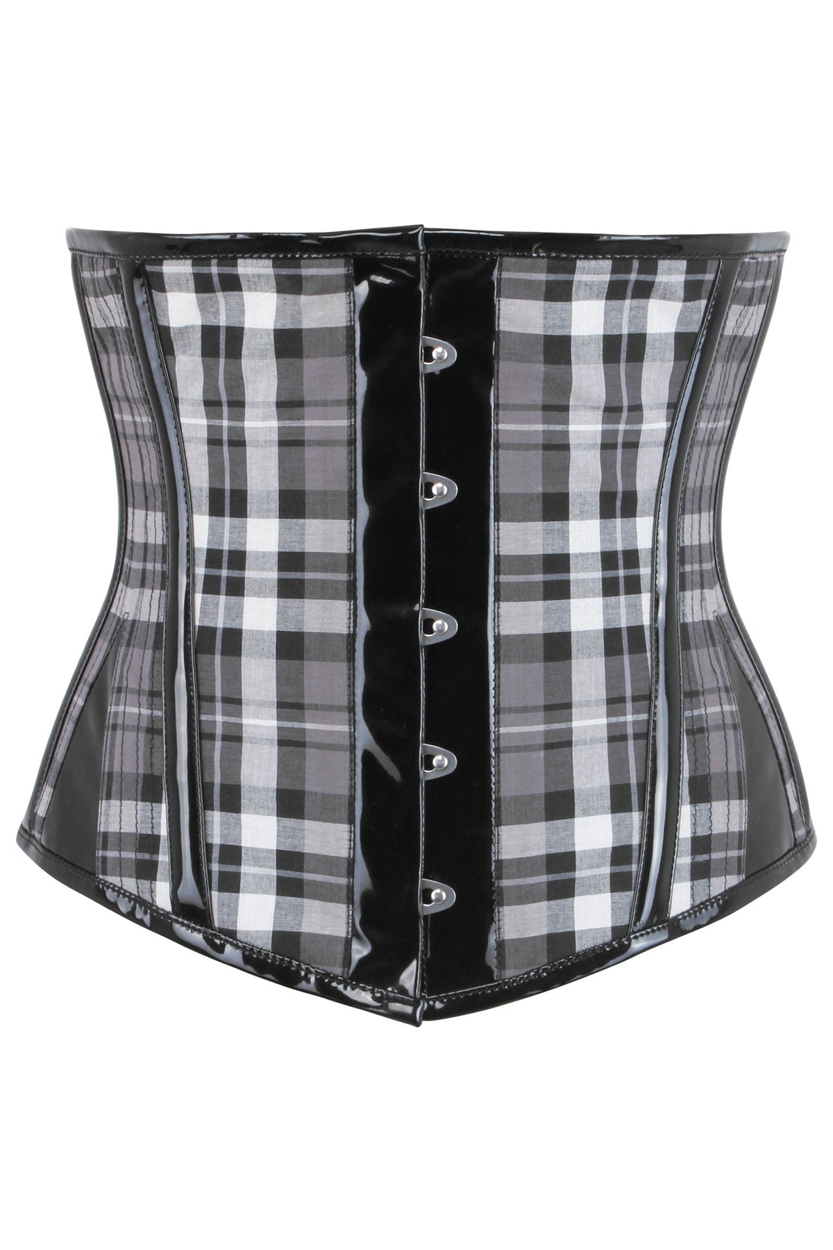 Black And Grey Check Waspie With PVC Binding