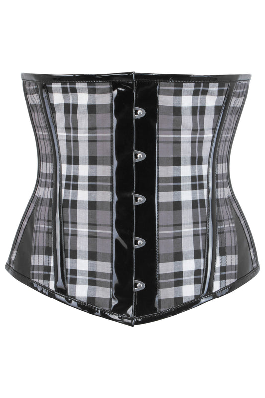 Black And Grey Check Waspie With PVC Binding