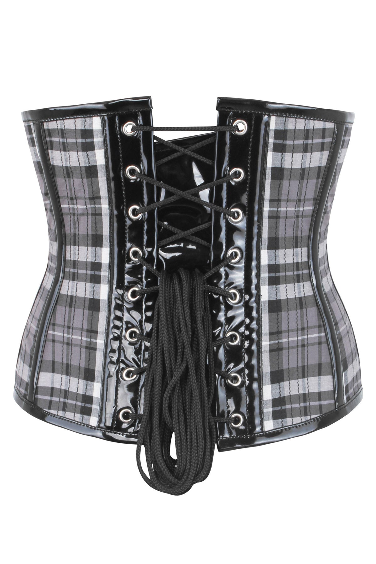 Black And Grey Check Waspie With PVC Binding