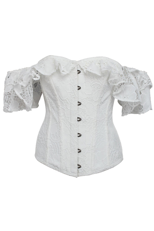 White Lace Overlay Overbust Corset Top