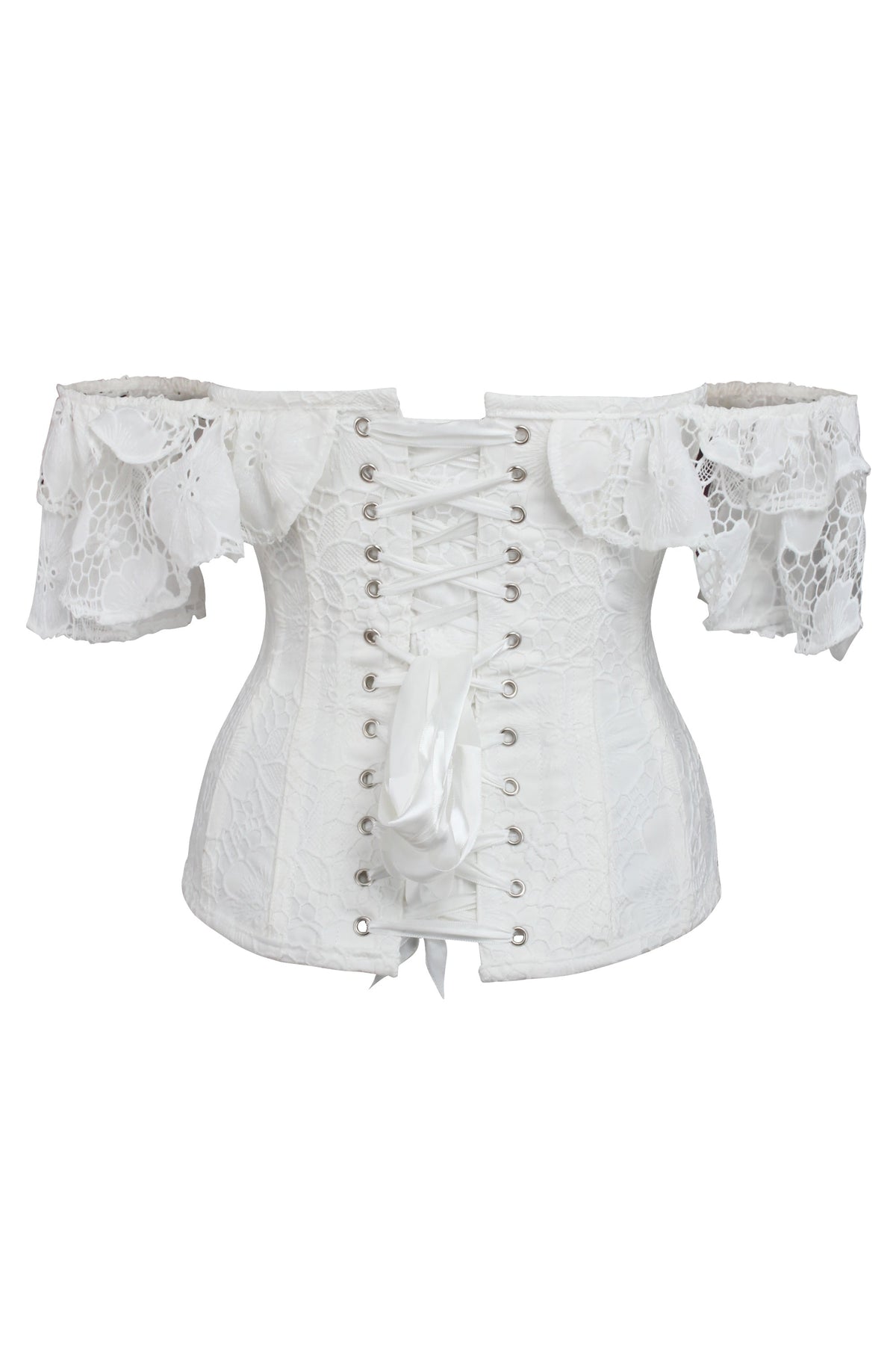 White Lace Overlay Overbust Corset Top