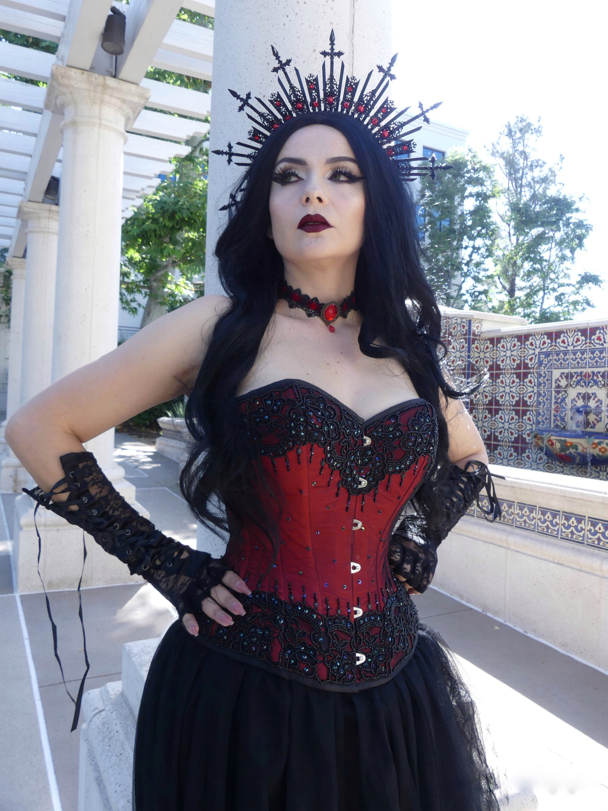 Burgundy Satin Couture Corset