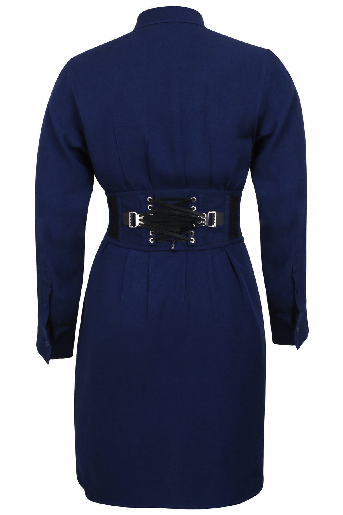 Matilda Beacon Blue Viscose Shirt Dress With Darted Waist