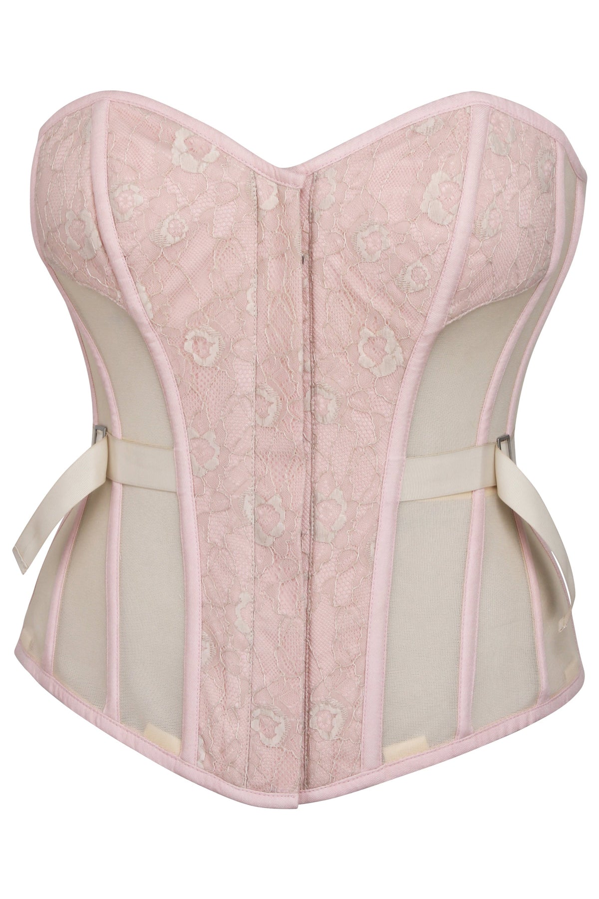 Sadie Prairie Pink Viscose And Lace Overbust Corset