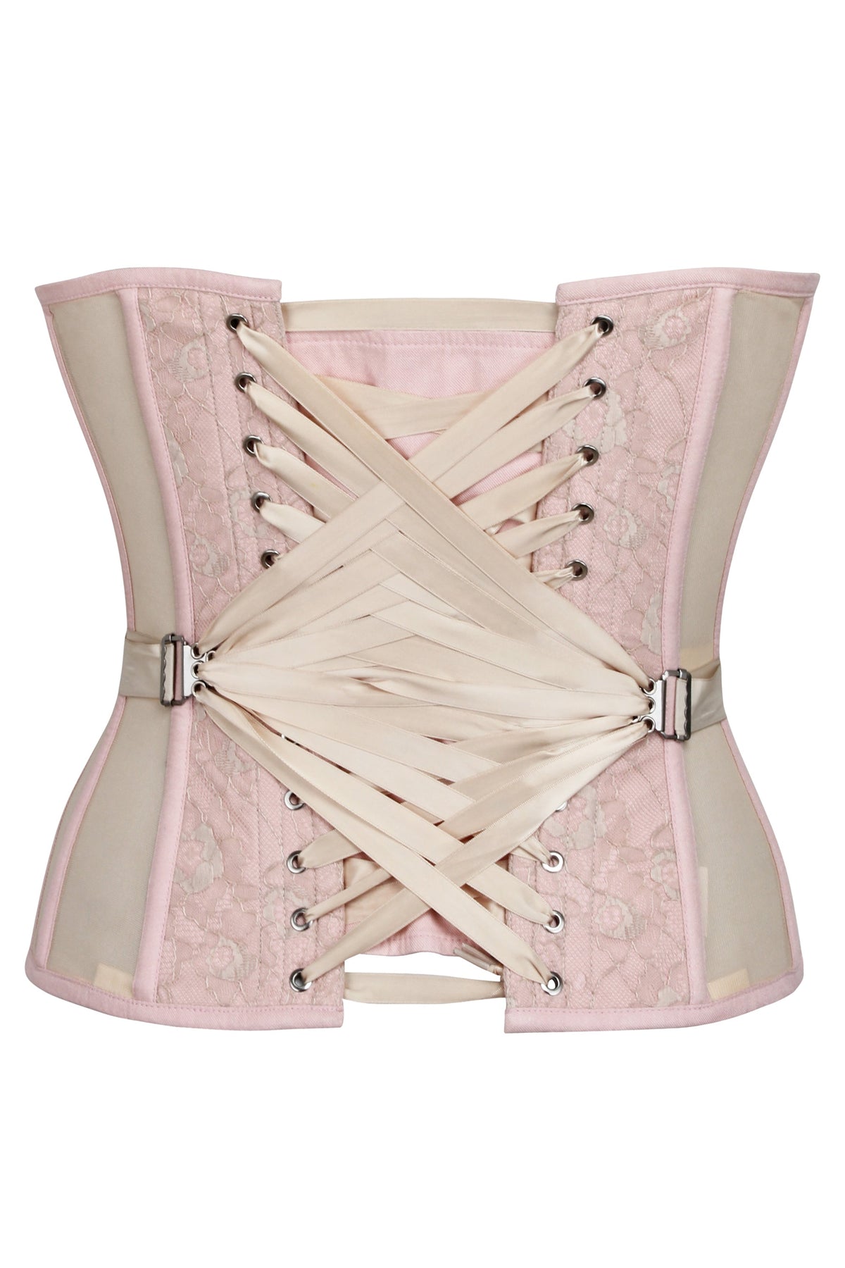 Sadie Prairie Pink Viscose And Lace Overbust Corset