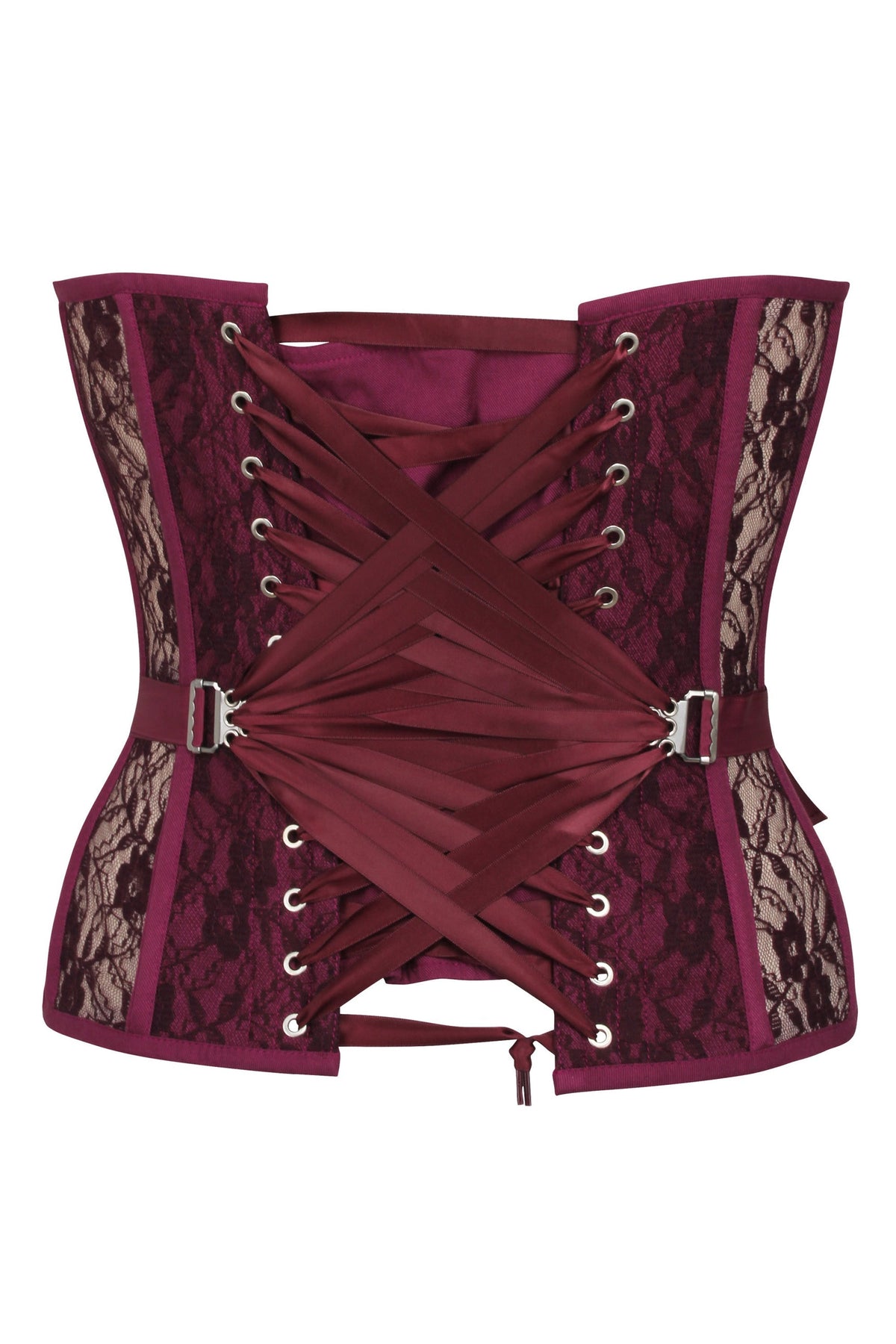 Sadie Crushed Violets Viscose And Lace Overbust Corset