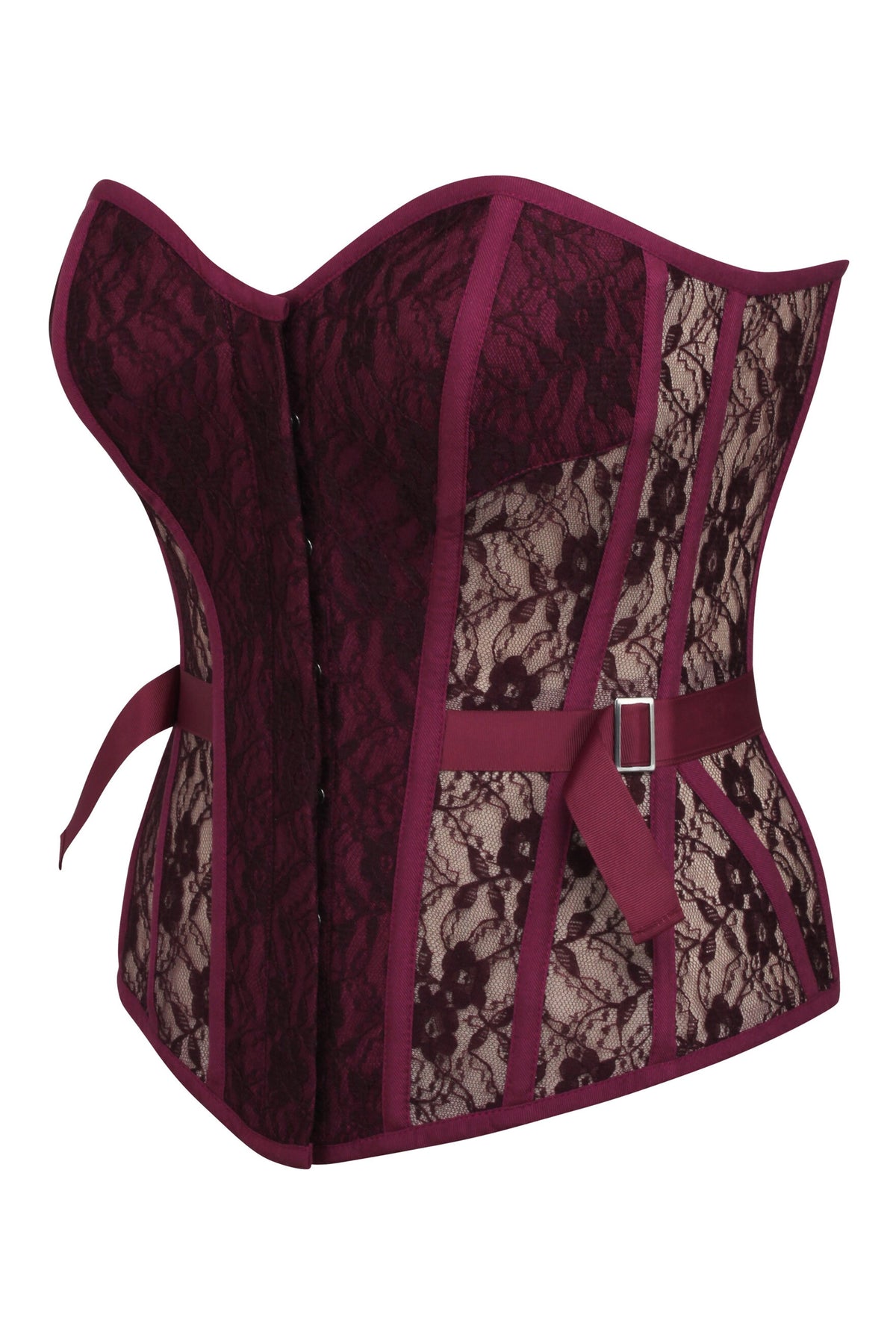 Sadie Crushed Violets Viscose And Lace Overbust Corset