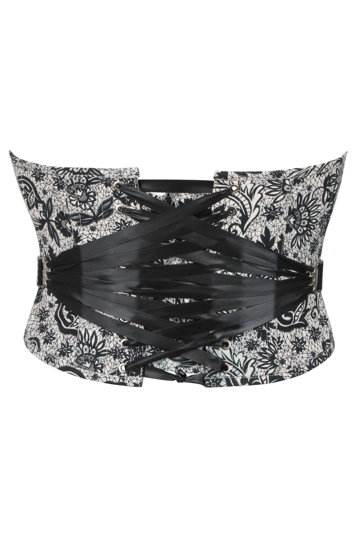 Luella Whisper White Alençon Printed Cotton Cropped Overbust Corset With Fan Lacing