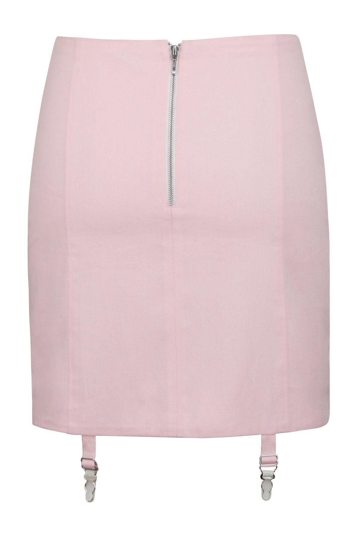 Tillie Prairie Pink Cotton Twill Corset Inspired Skirt With Suspender Clips