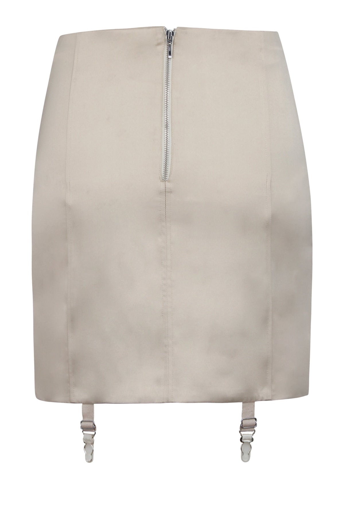 Tillie Champagne Satin Corset Inspired Skirt With Suspender Clips