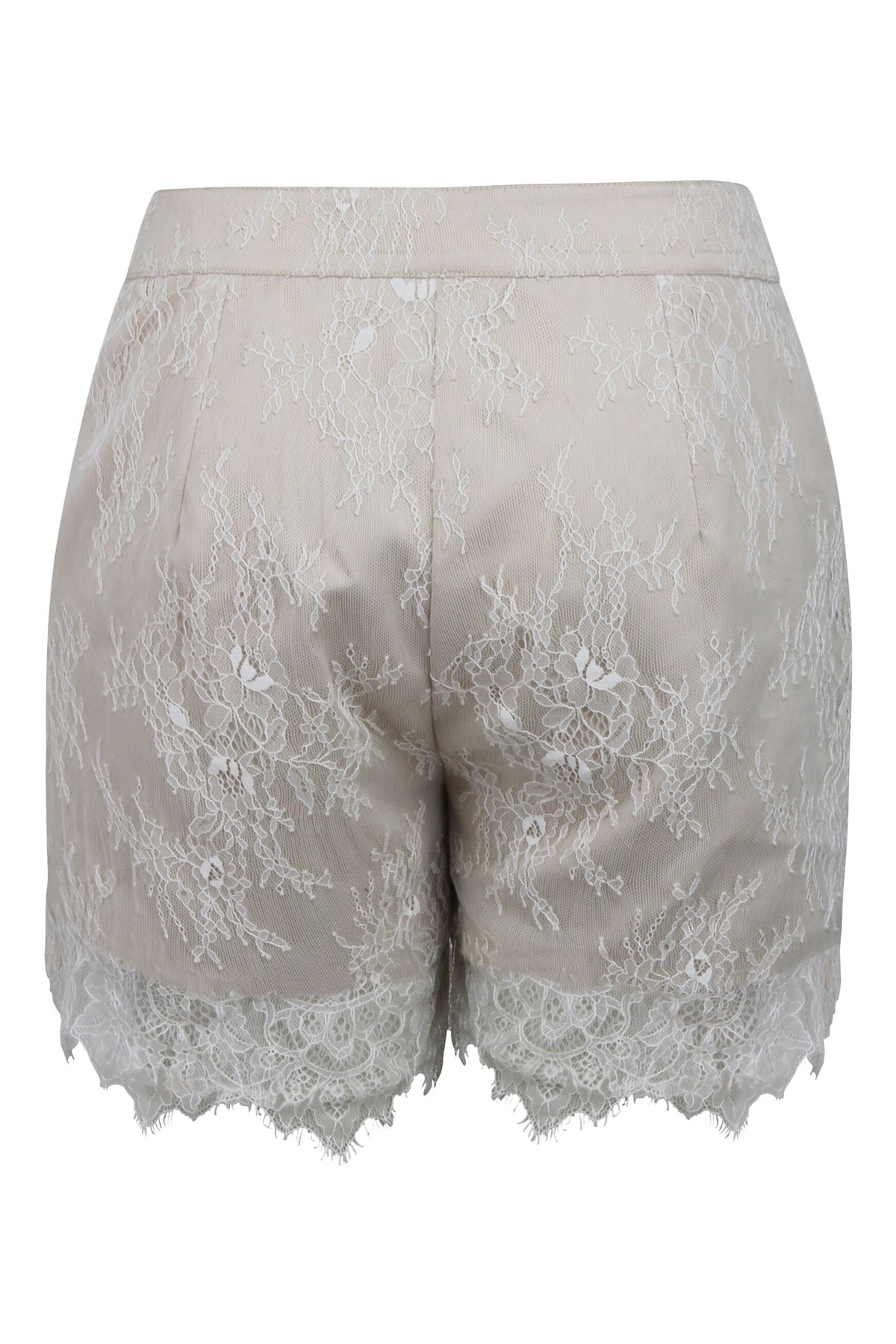 Viola Champagne Satin Shorts With White Lace Overlay