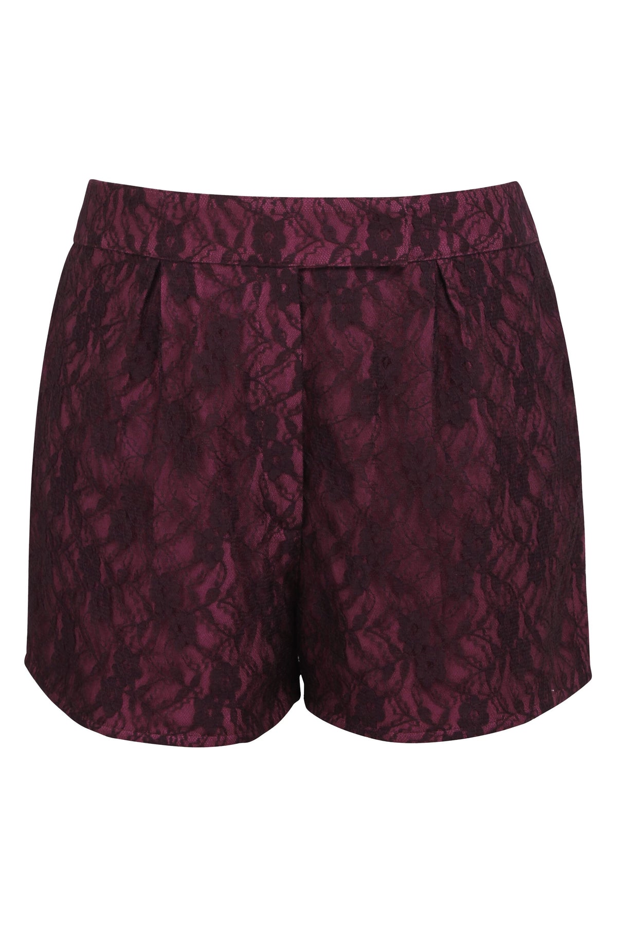 Viola Violet Satin Shorts With Purple Lace Overlay