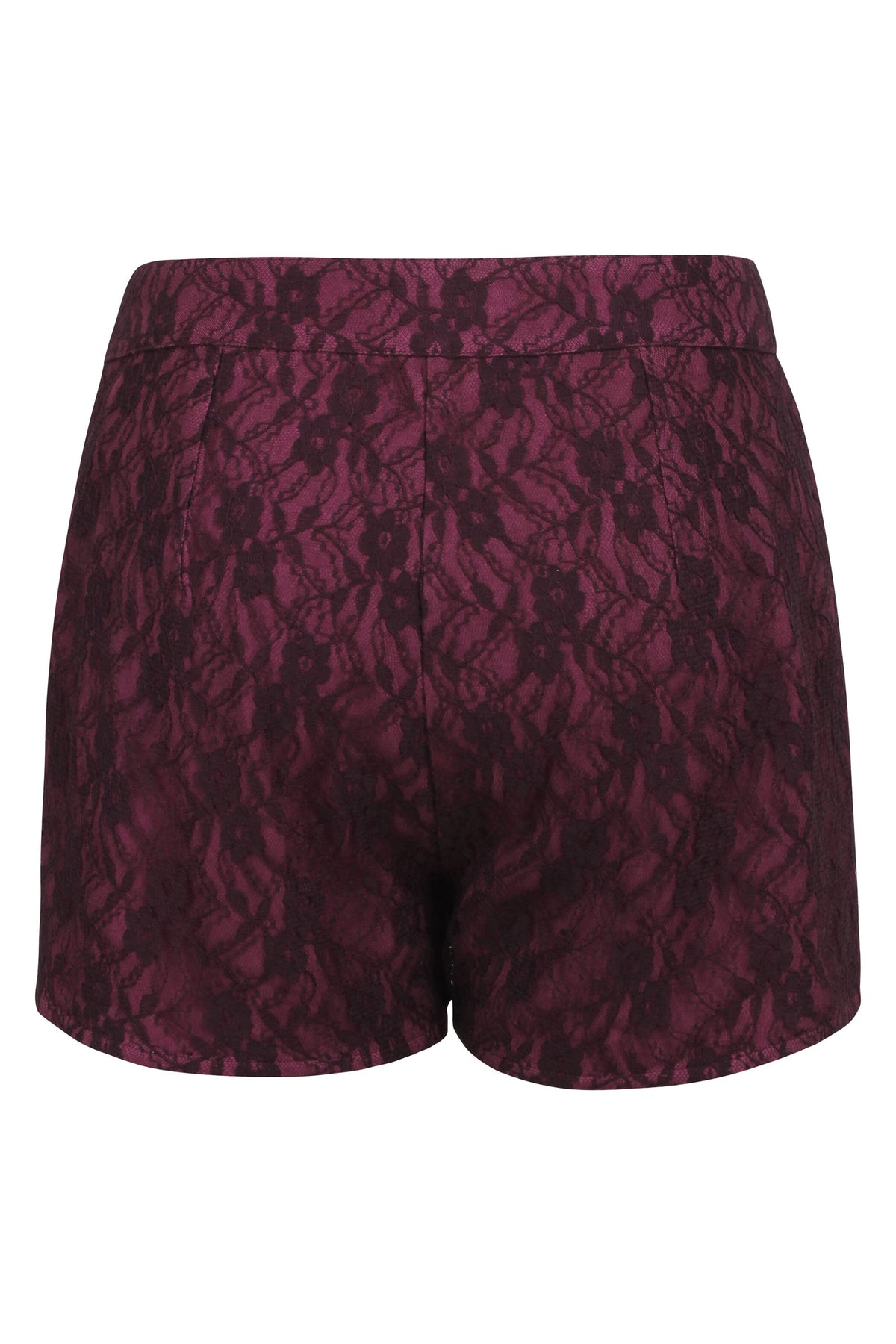 Viola Violet Satin Shorts With Purple Lace Overlay