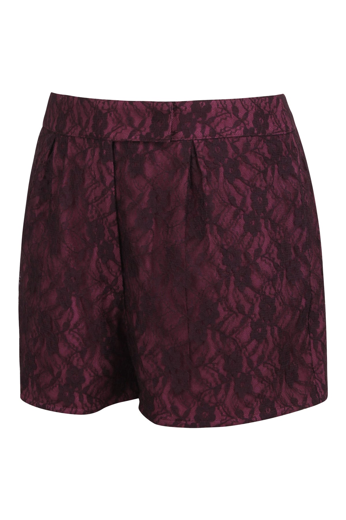 Viola Violet Satin Shorts With Purple Lace Overlay