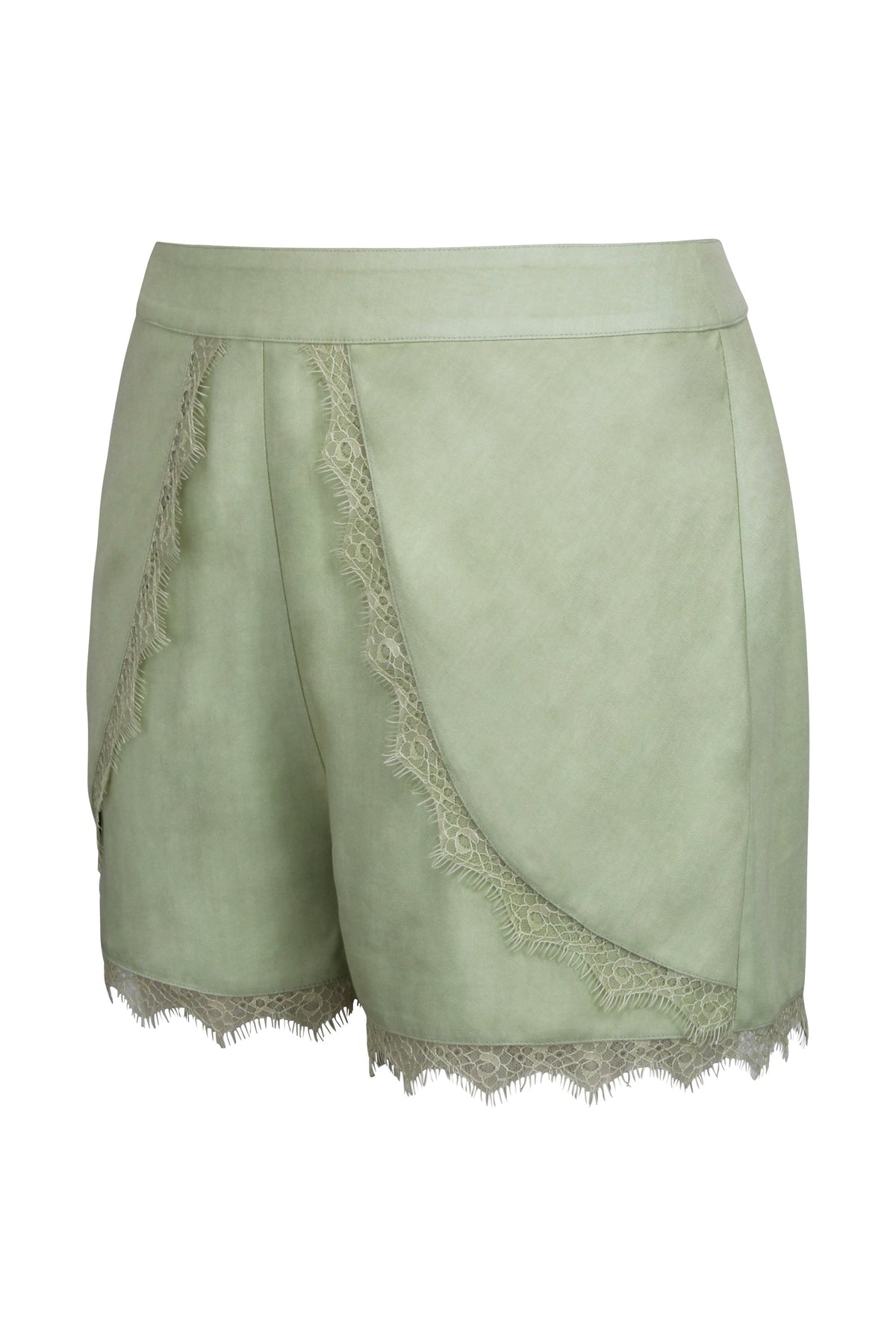 Agatha Winter Pear Viscose Shorts With Lace Trim