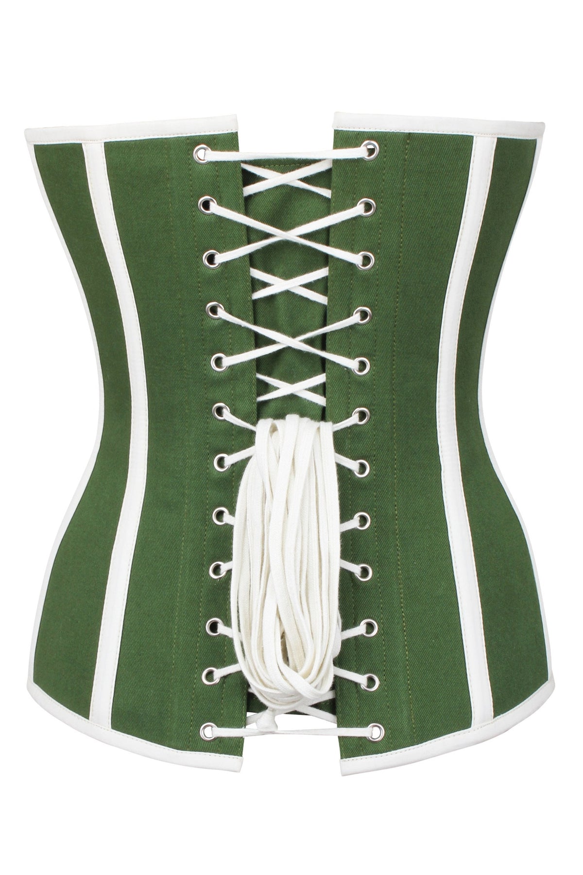 Green And White Single Layer Overbust Corset