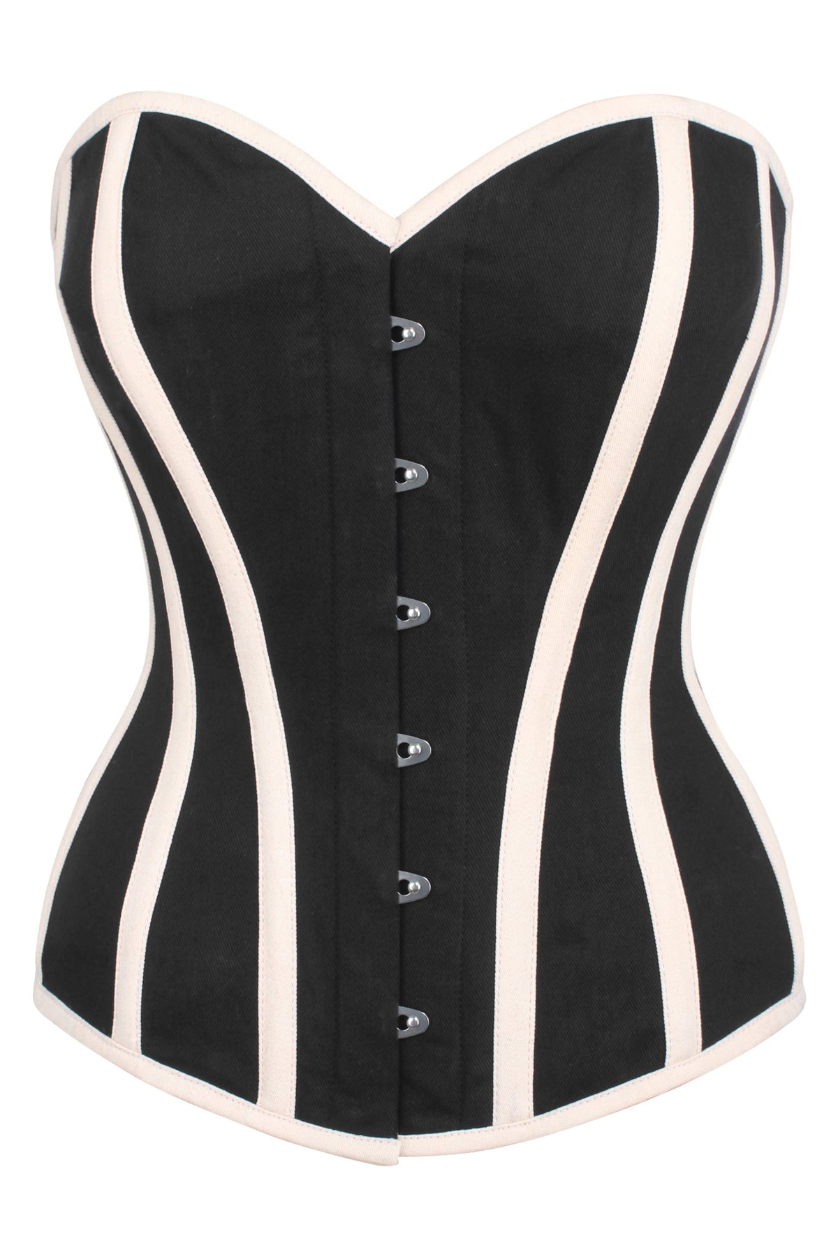Single Layer Black And Beige Overbust Corset