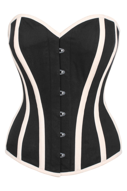 Single Layer Black And Beige Overbust Corset