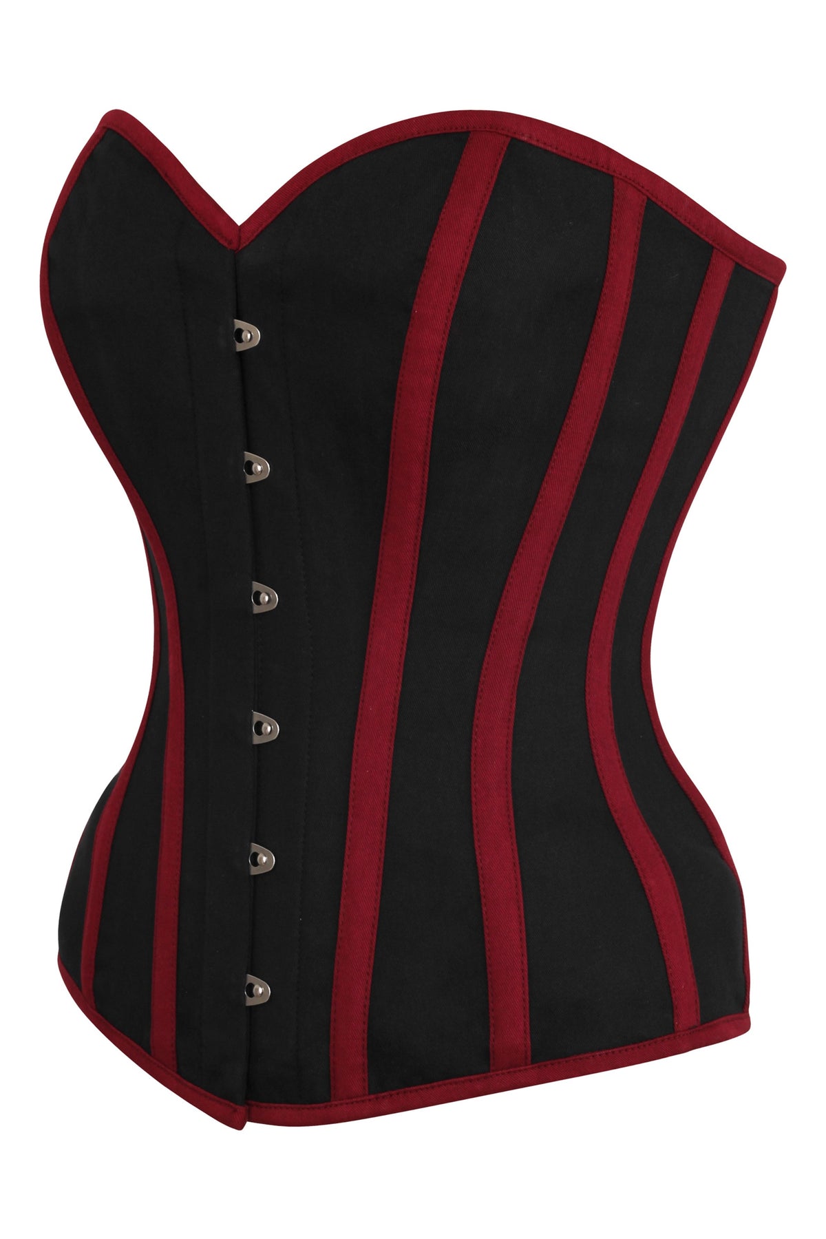 Single Layer Black And Burgundy Overbust Corset
