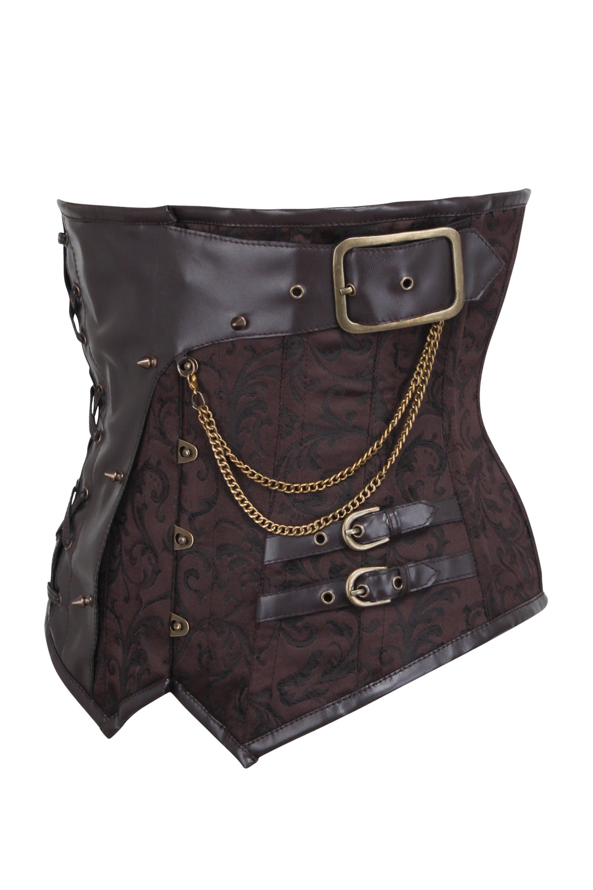 Brown Brocade Steampunk Underbust Corset