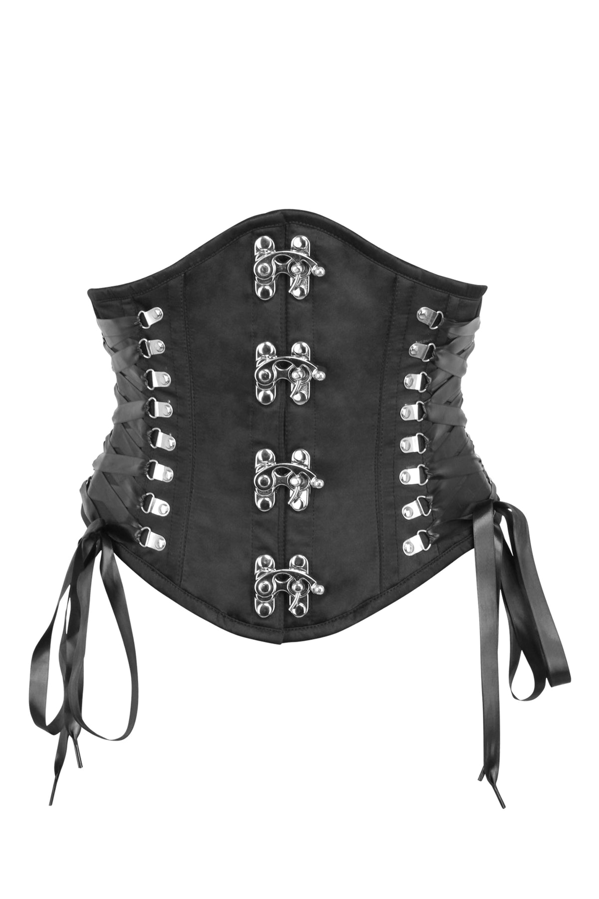 Black Steampunk Waspie With Side Ribbon Detail