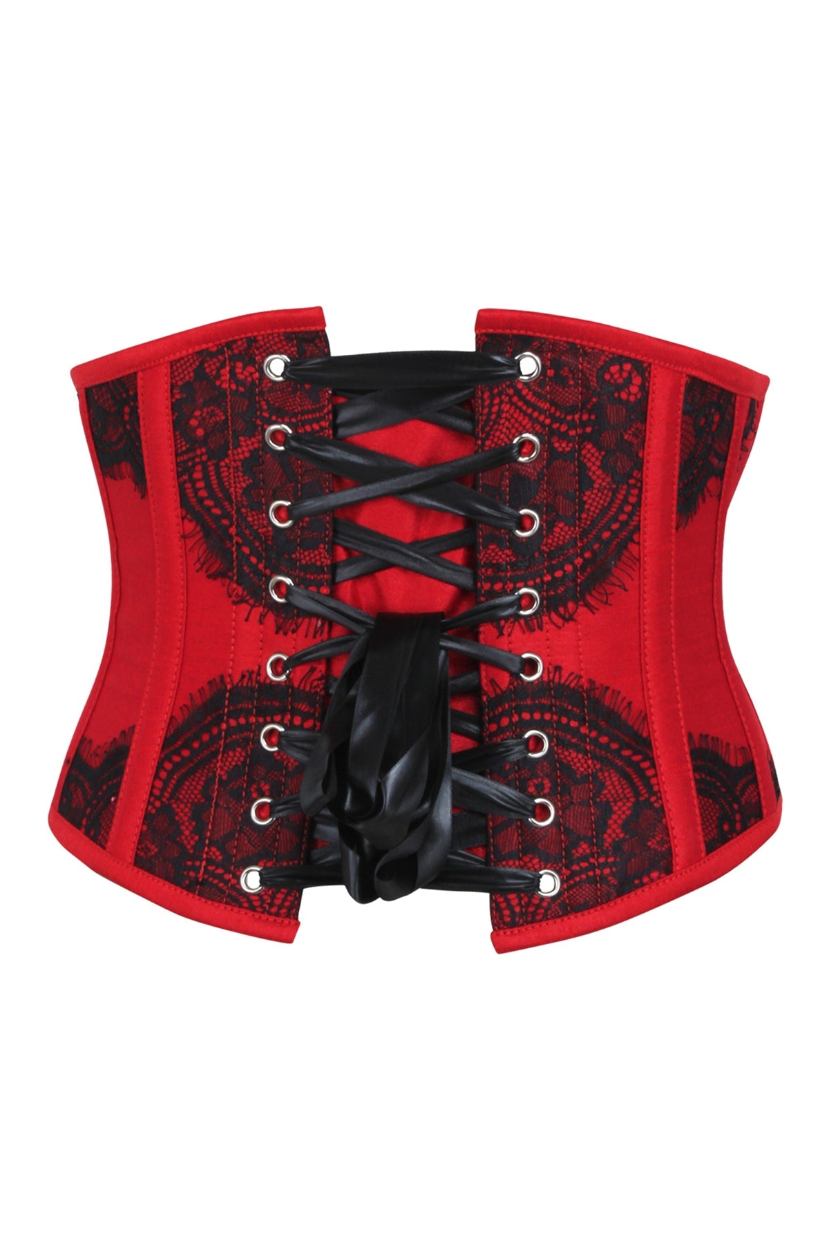 Red Waist Taming Underbust With Decorative Lace