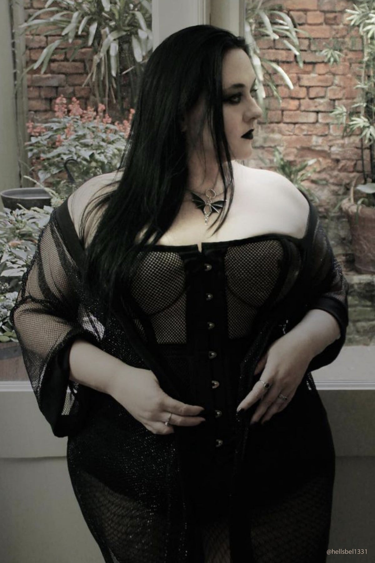 Longline Black Mesh Waist Taming Overbust Corset