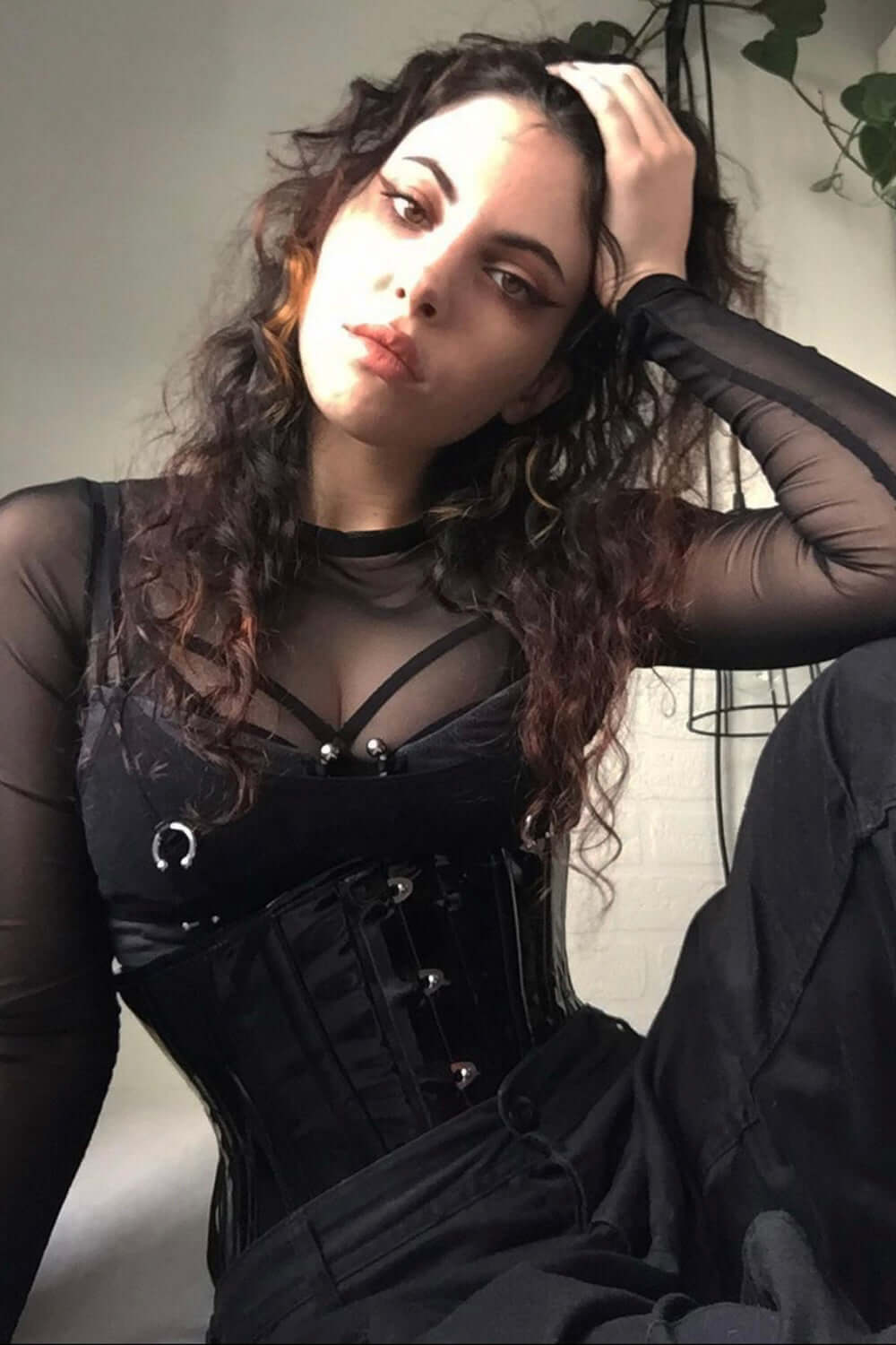 Black PVC Classic Underbust Waist Trainer With Hip Gores