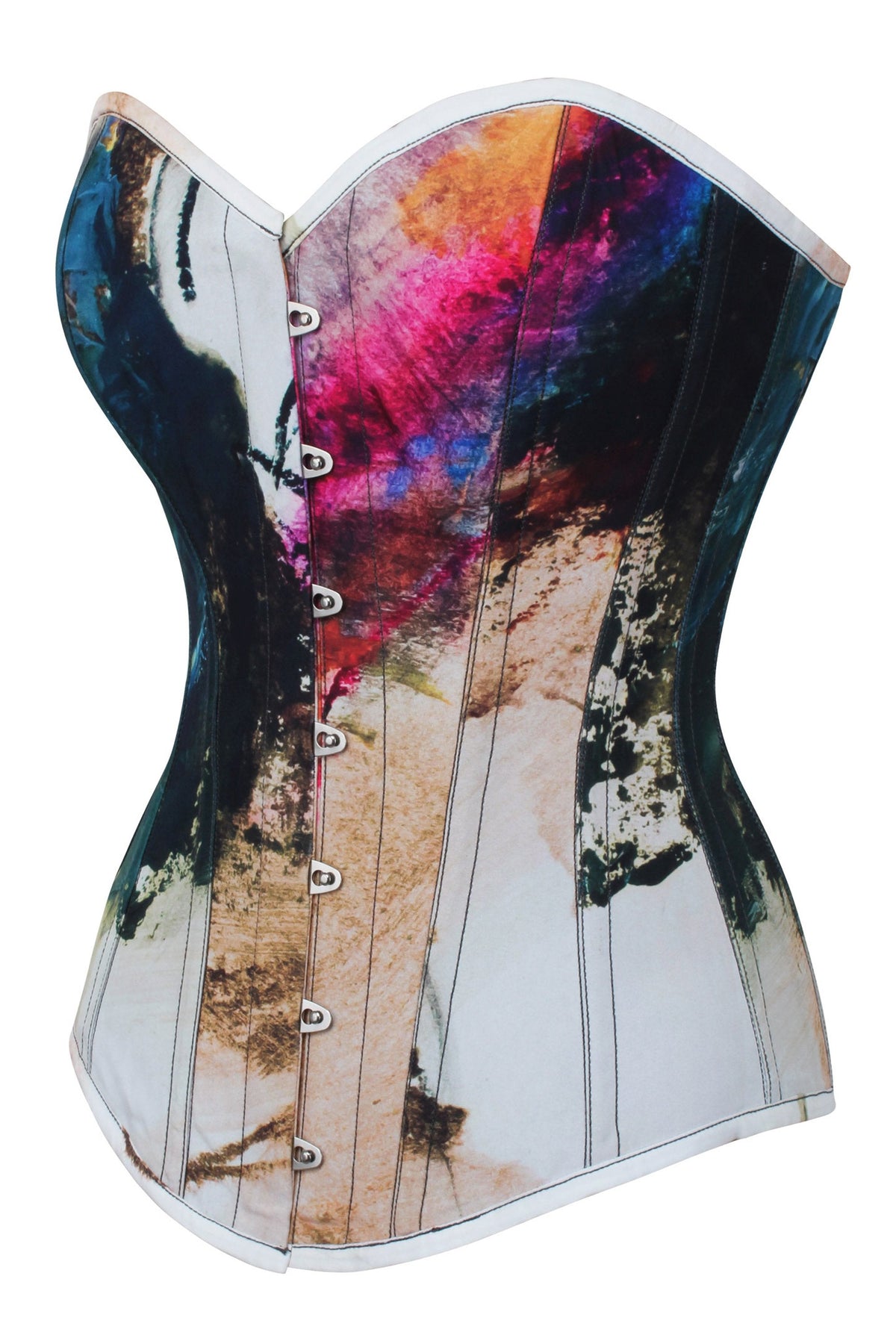 Abstract Ink Longline Overbust Corset