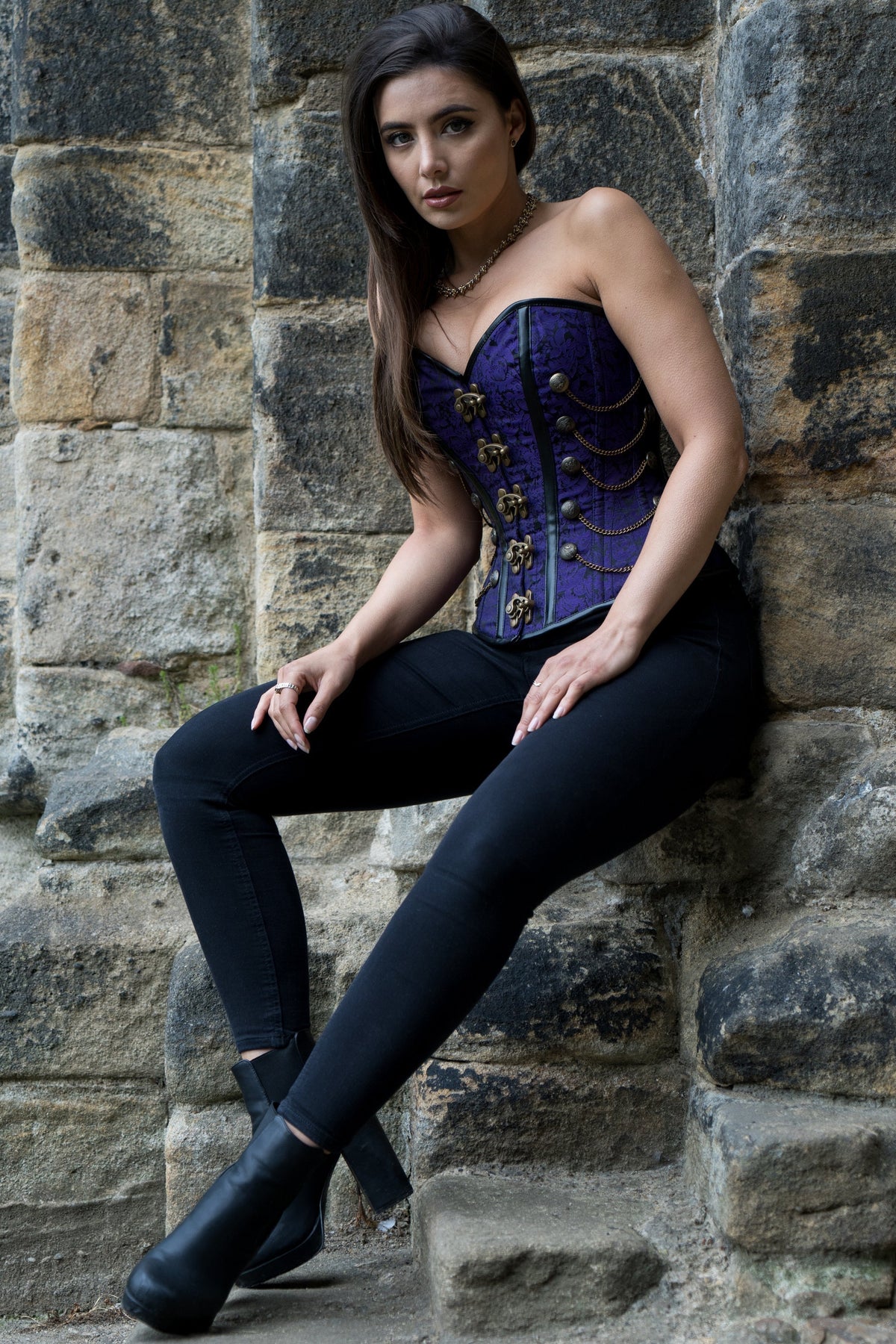 Purple Steampunk Corset With Chains