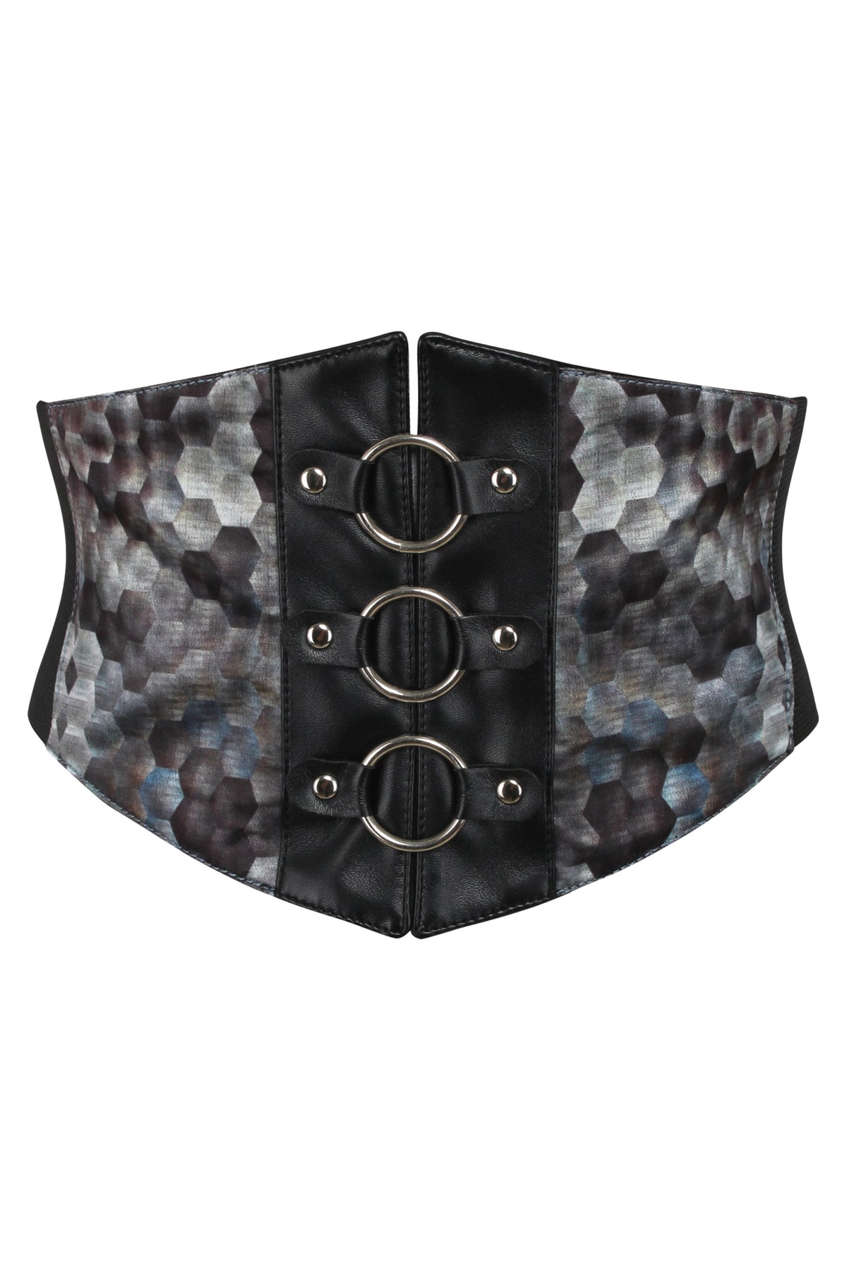 Grey Snakeskin Print Satin Corset Belt