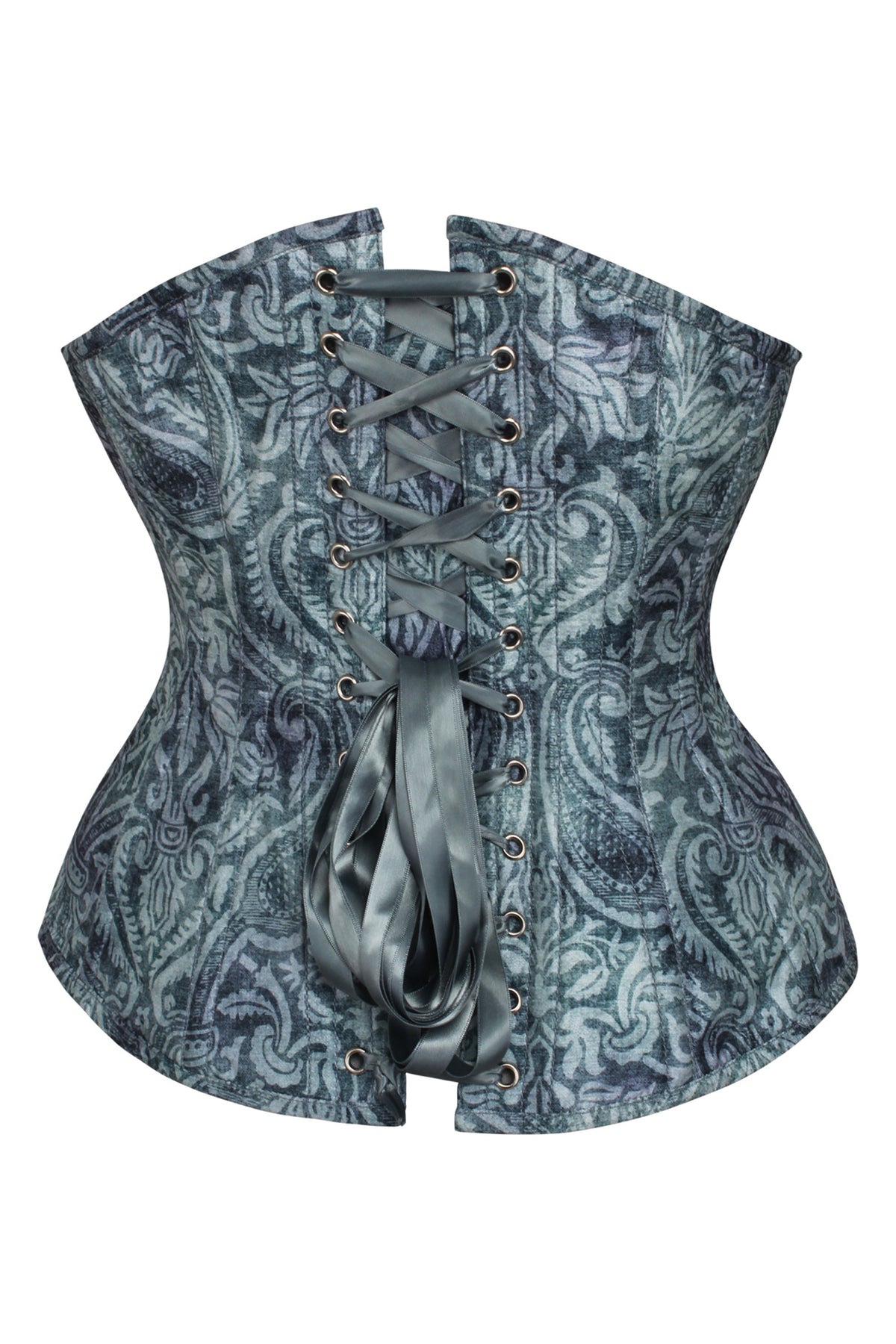 Blue Print Overbust Corset With Detachable Sleeves