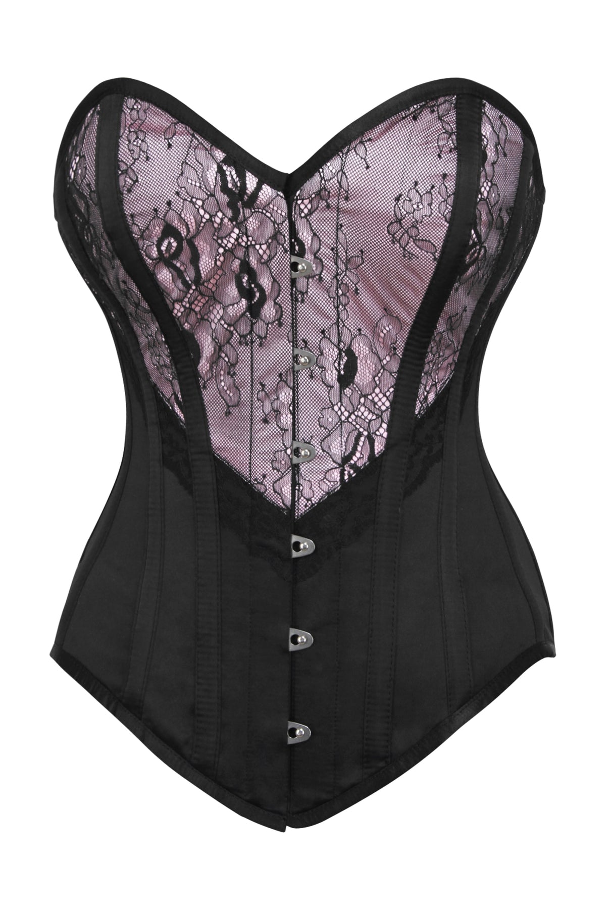 Pink And Black Overbust Lingerie Corset