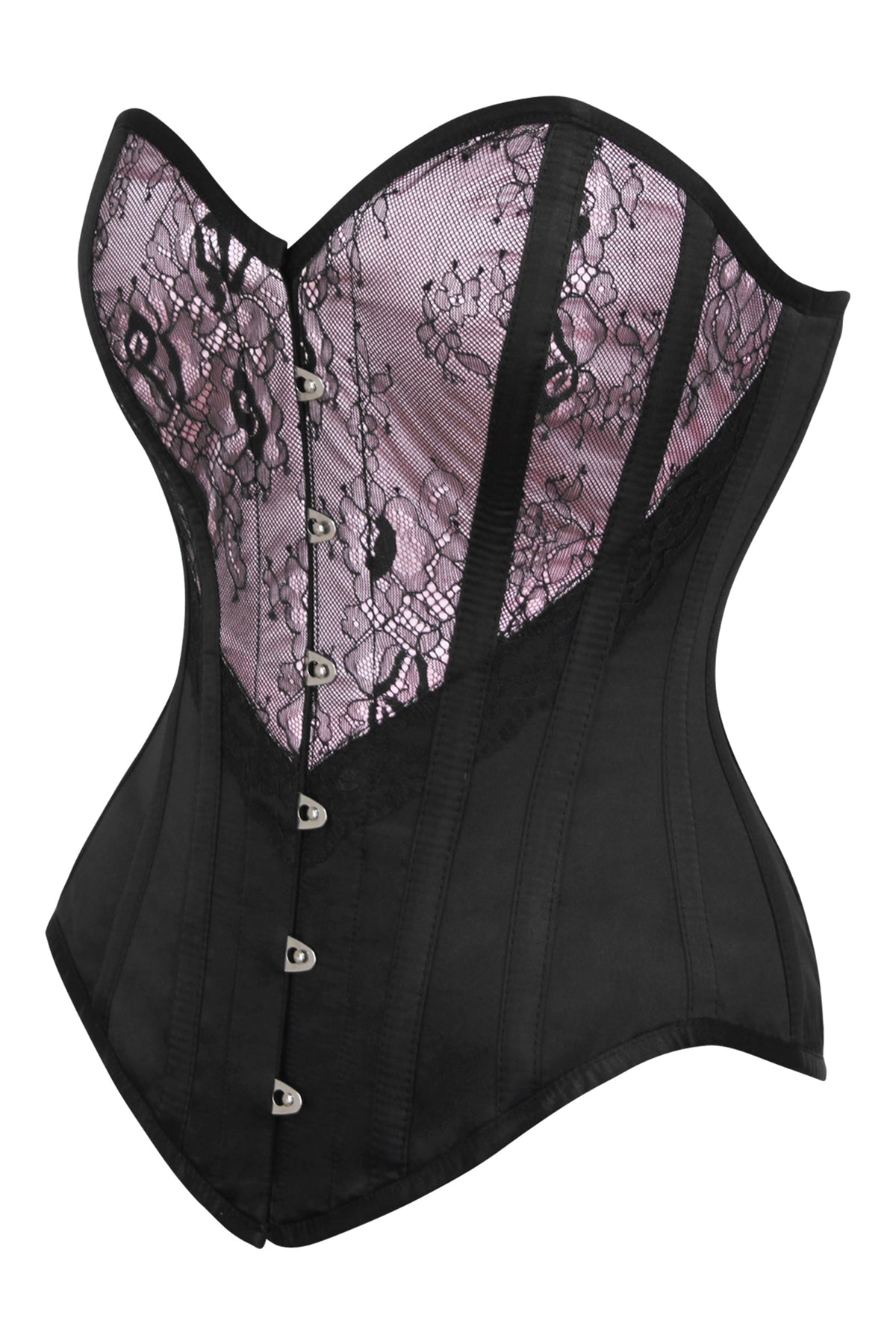 Pink And Black Overbust Lingerie Corset