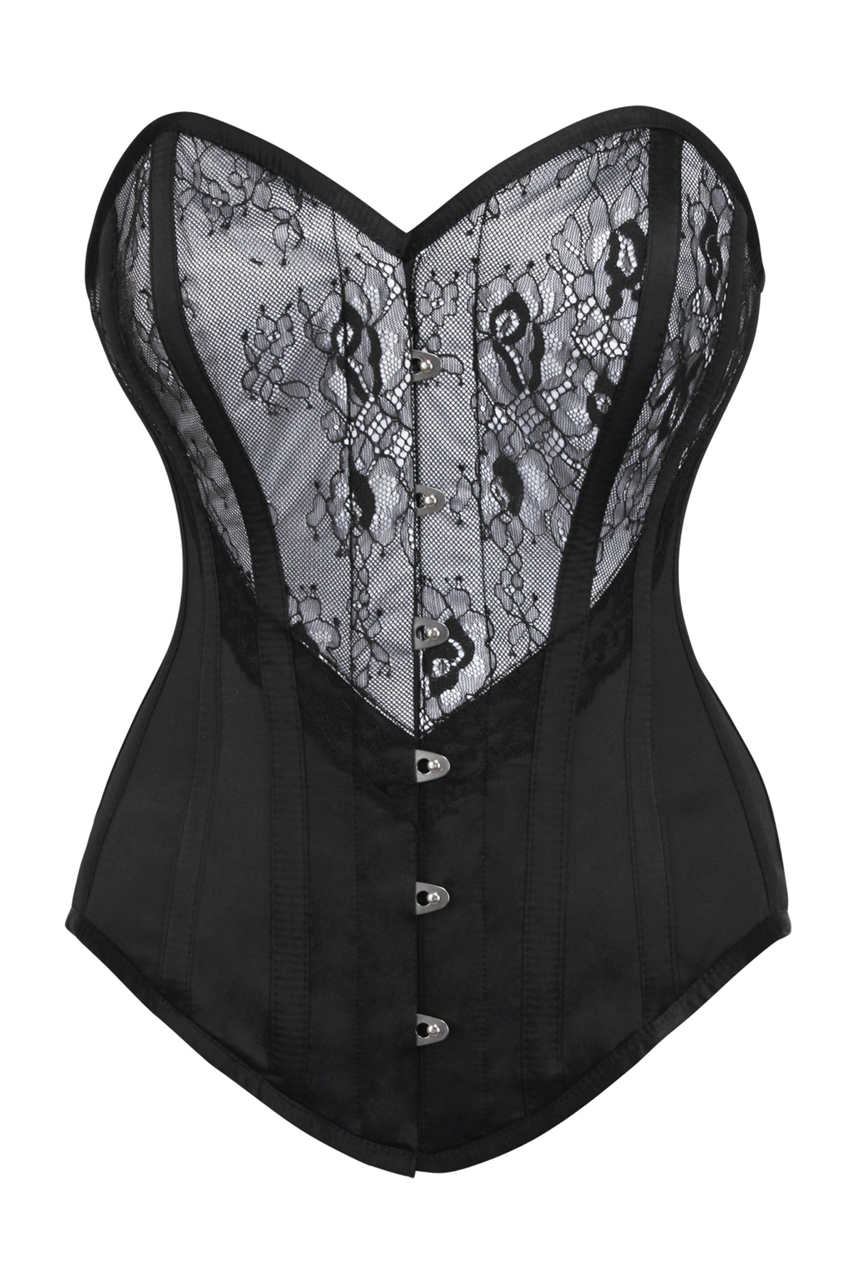 Silver And Black Overbust Lingerie Corset