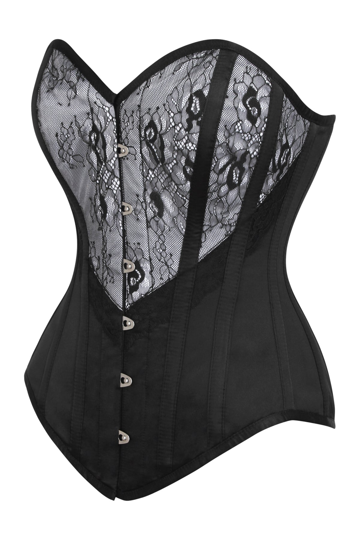Silver And Black Overbust Lingerie Corset