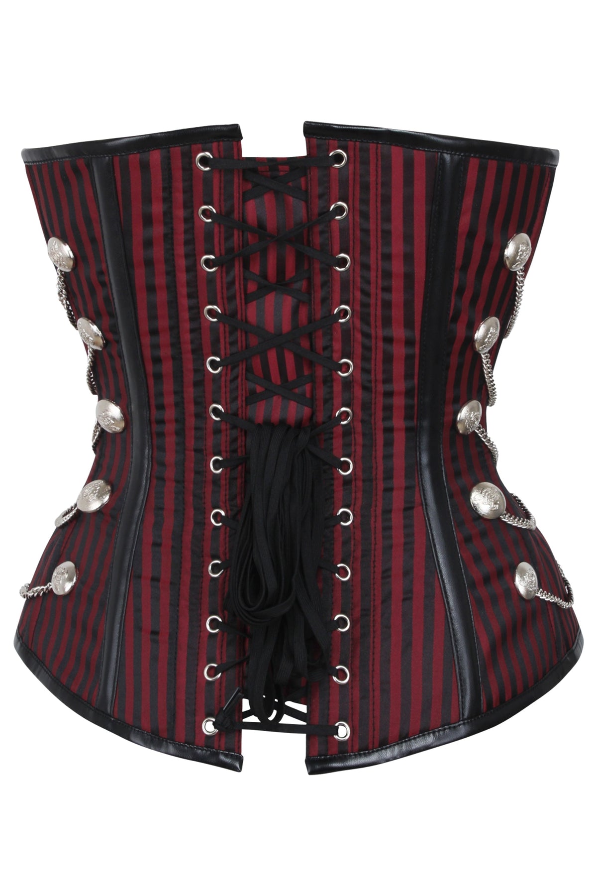 Red And Black Striped Steampunk Overbust With Swing Hooks And Chains