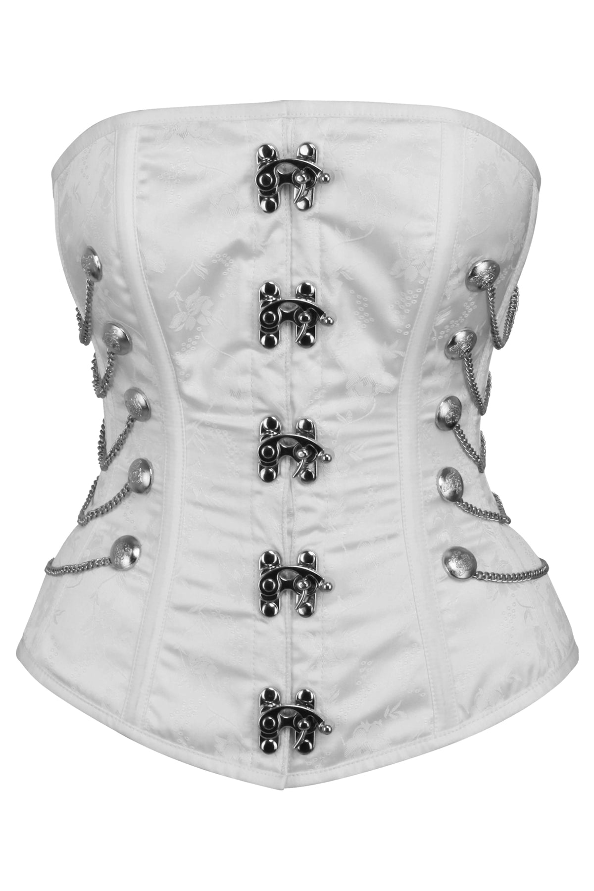 White Steampunk Overbust With Swing Hooks And Chains
