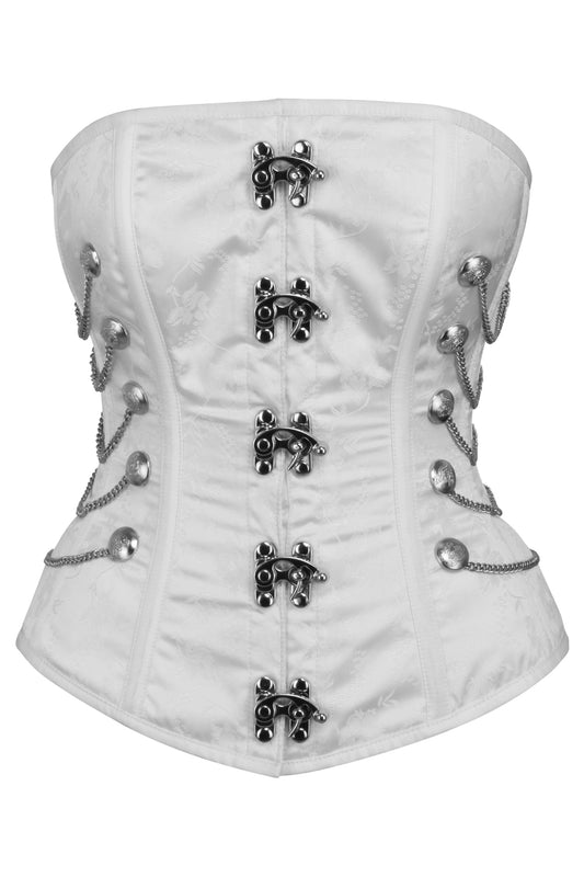 White Steampunk Overbust With Swing Hooks And Chains