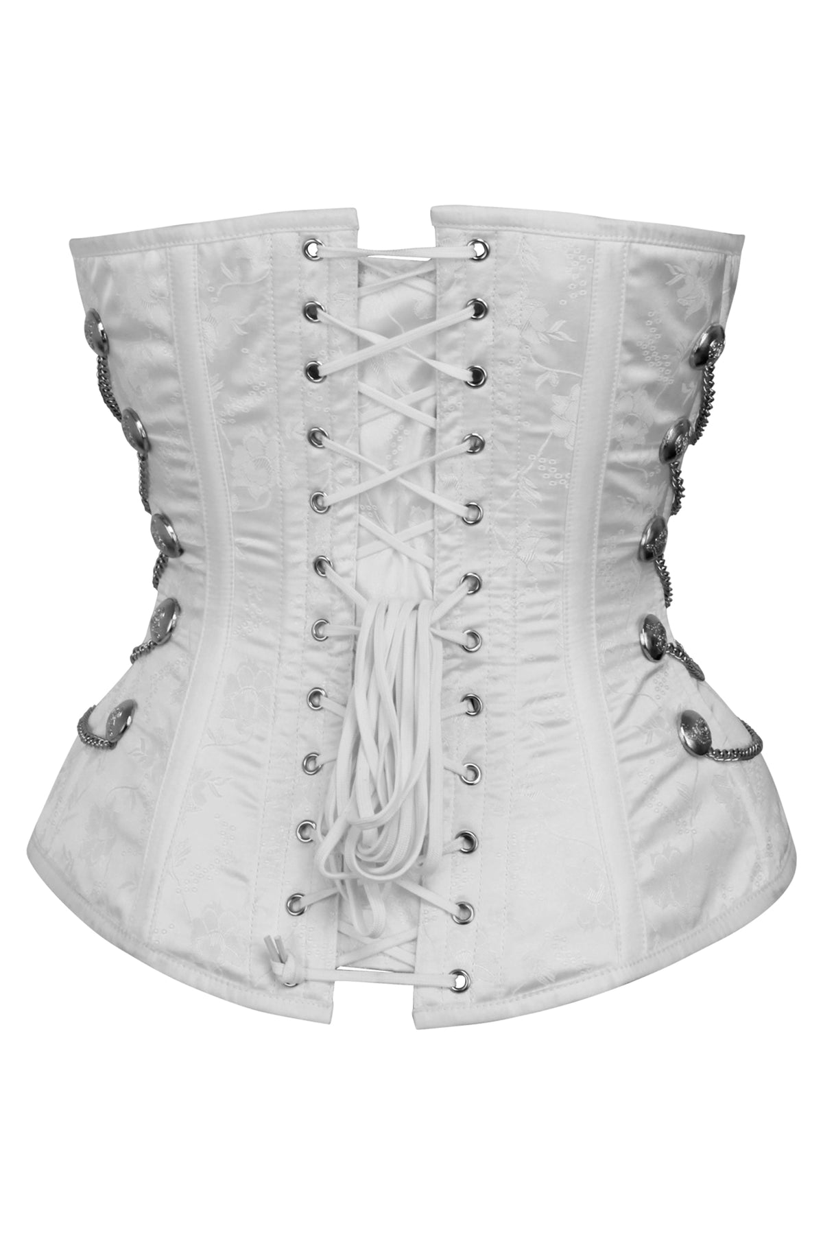 White Steampunk Overbust With Swing Hooks And Chains