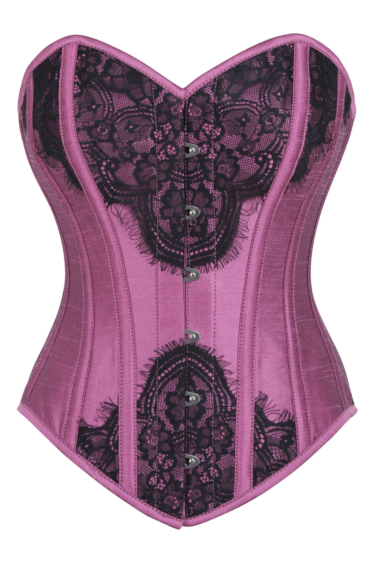Pink Waist Taming Overbust With Black Lace
