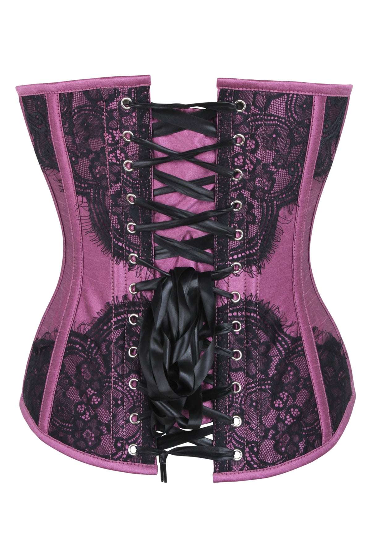 Pink Waist Taming Overbust With Black Lace