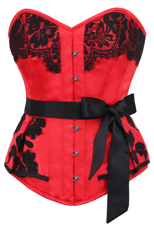 Red Satin Prom Corset With Sash