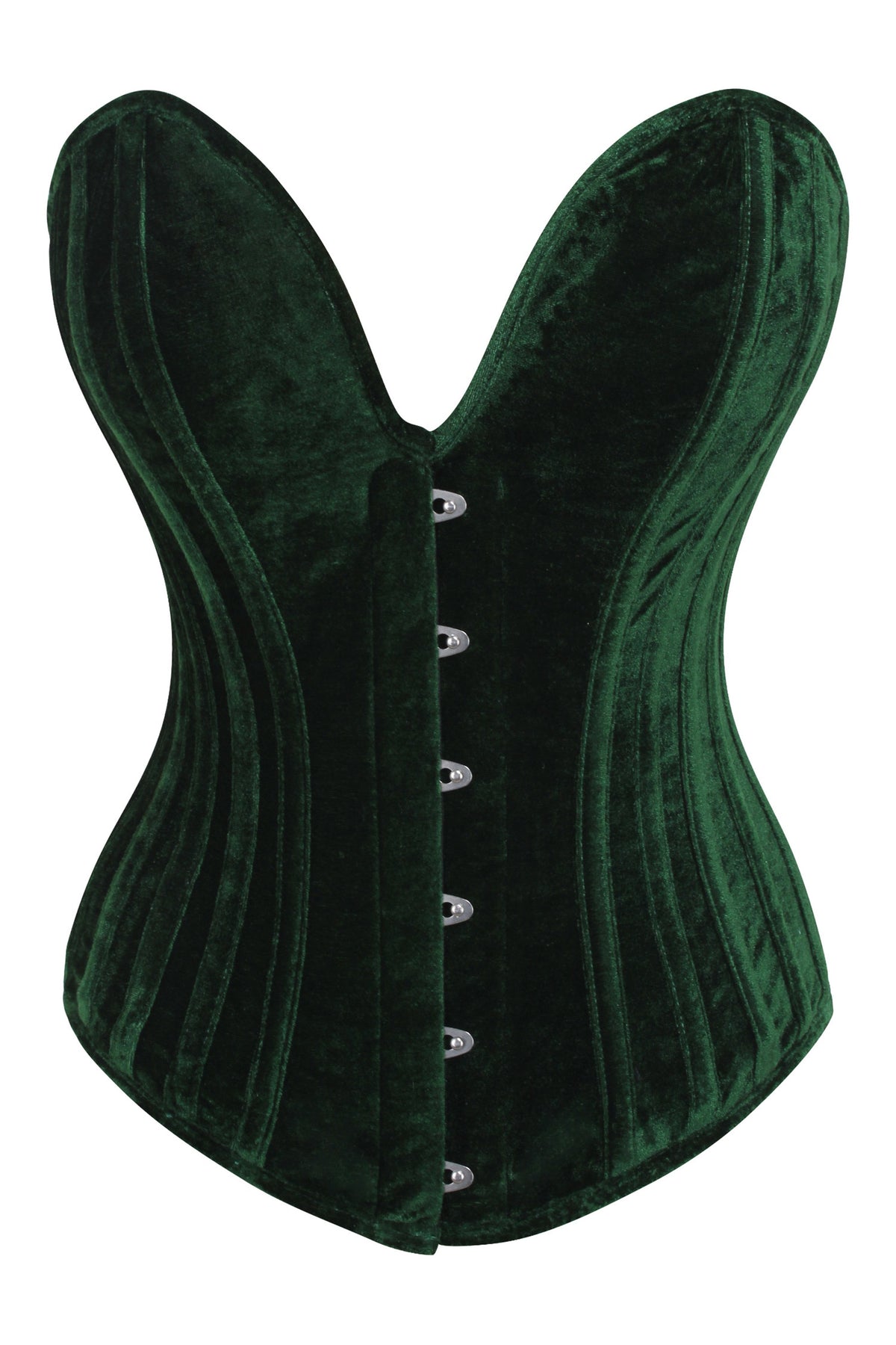 Dark Green Velvet Overbust Corset With Plunge Neckline
