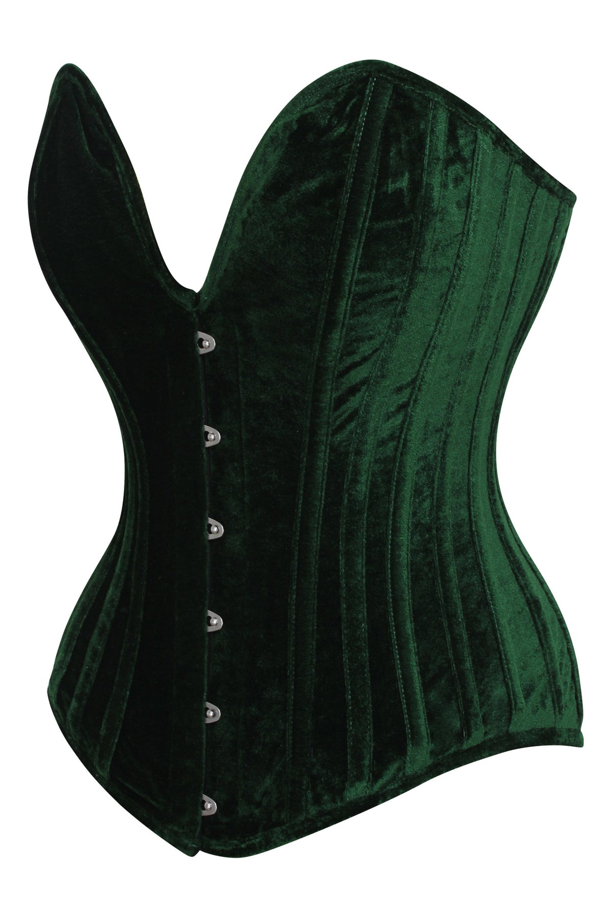 Dark Green Velvet Overbust Corset With Plunge Neckline