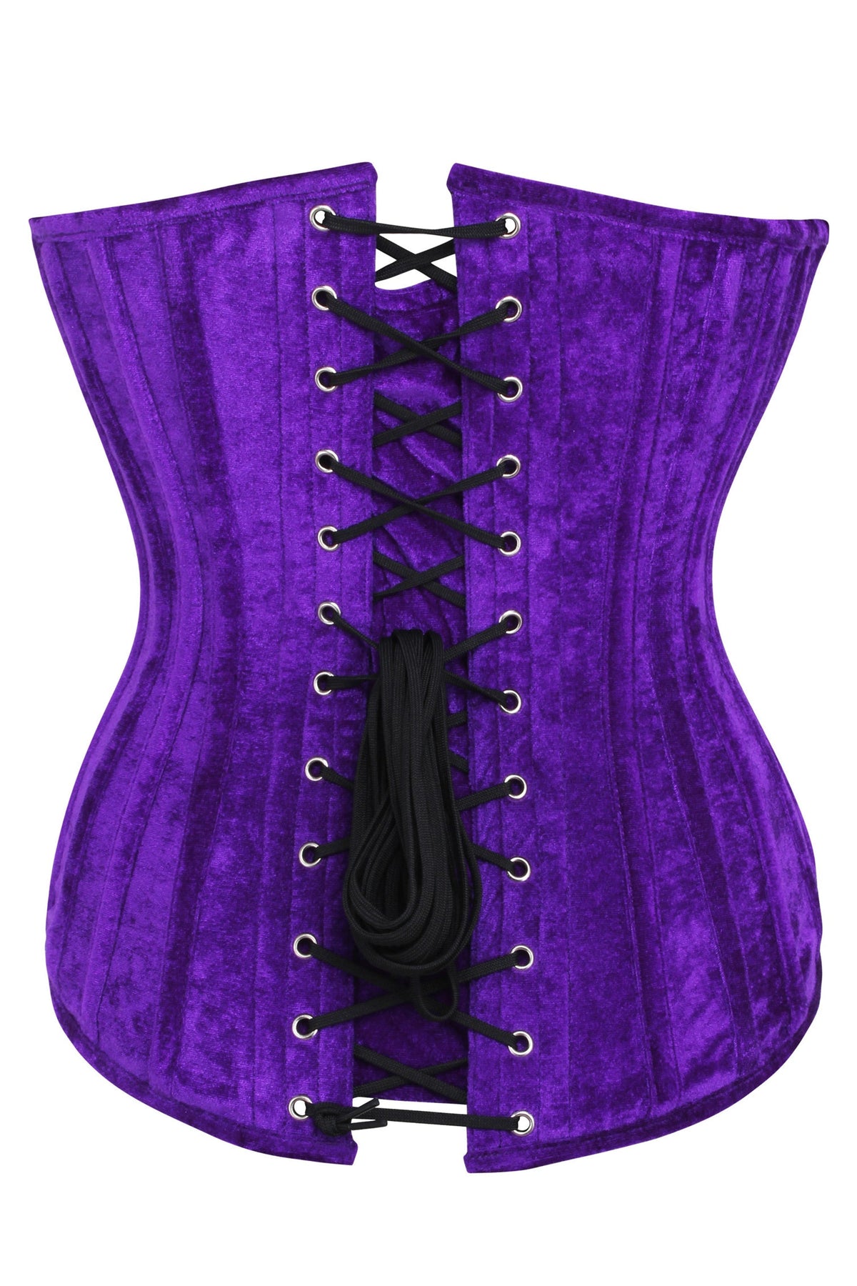 Purple Velvet Overbust Corset With Plunge Neckline