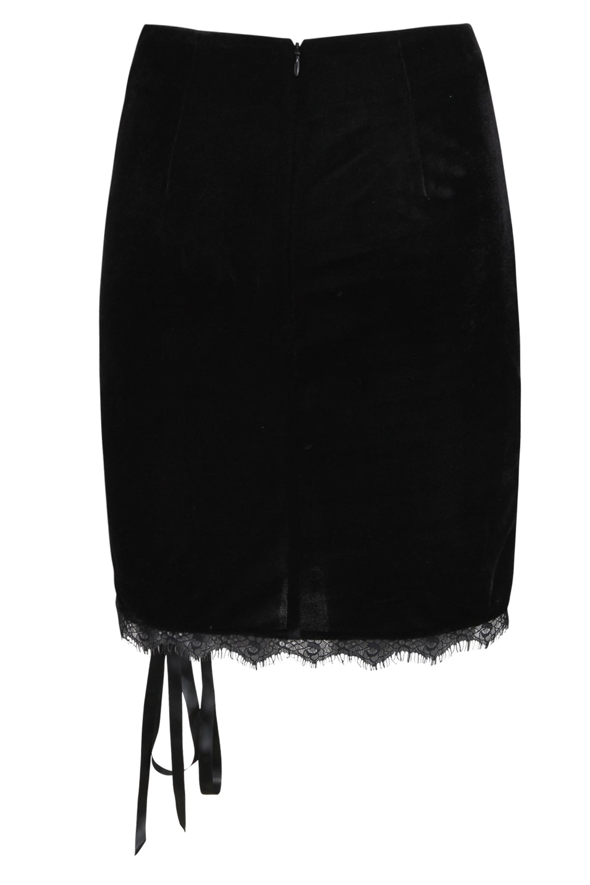 Corset Inspired Black Velvet Skirt With Ribbon Lacing
